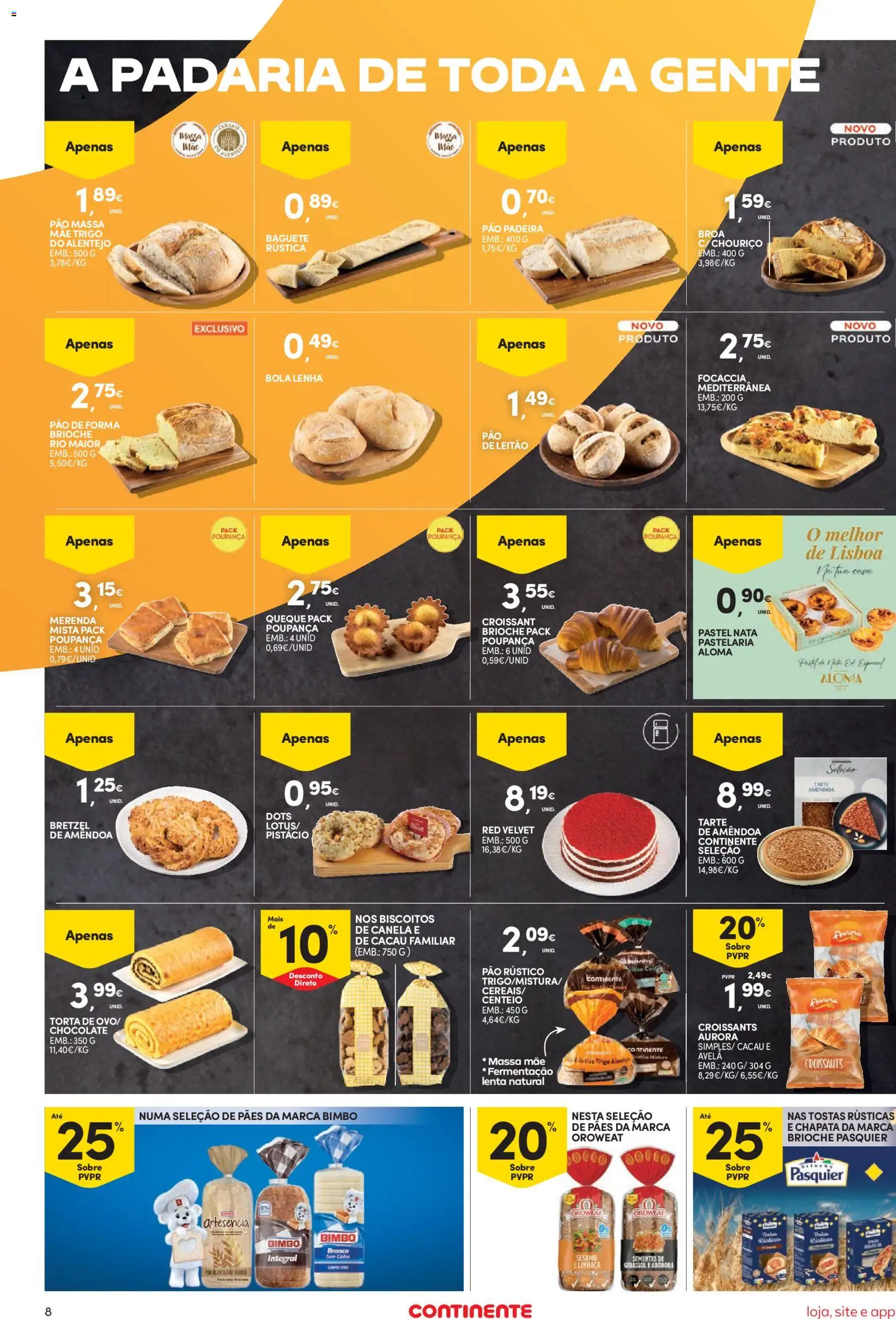 Continente Semanal Continente Bom Dia │ válido de 03.02.2026 | Página: 8 | Produtos: Pão de forma, Tostas, Pão, Chocolate