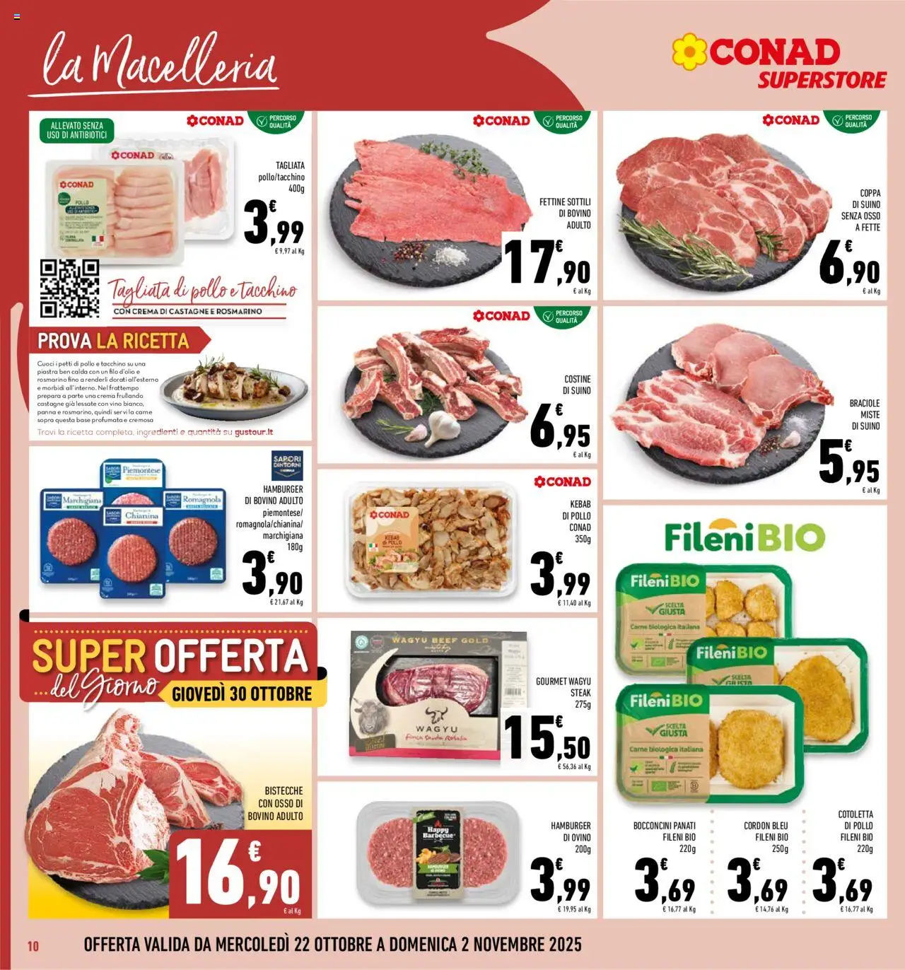 Volantino Conad del 22.10.2025 | Pagina: 10 | Prodotti: Rosmarino, Pollo, Panna, Suino