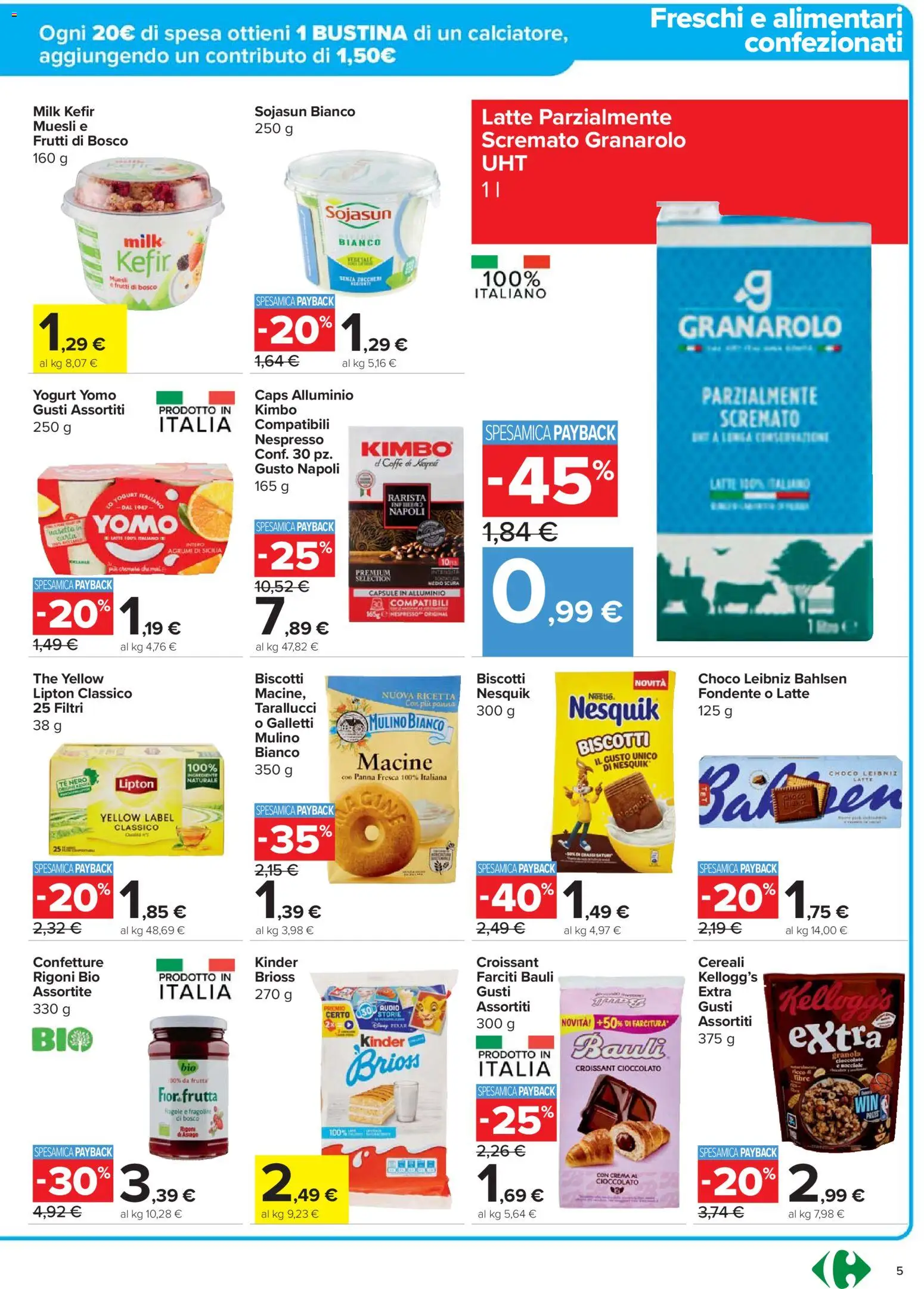 Volantino Carrefour del 20.11.2025 | Pagina: 5 | Prodotti: Yogurt, Cioccolato, The, Croissant