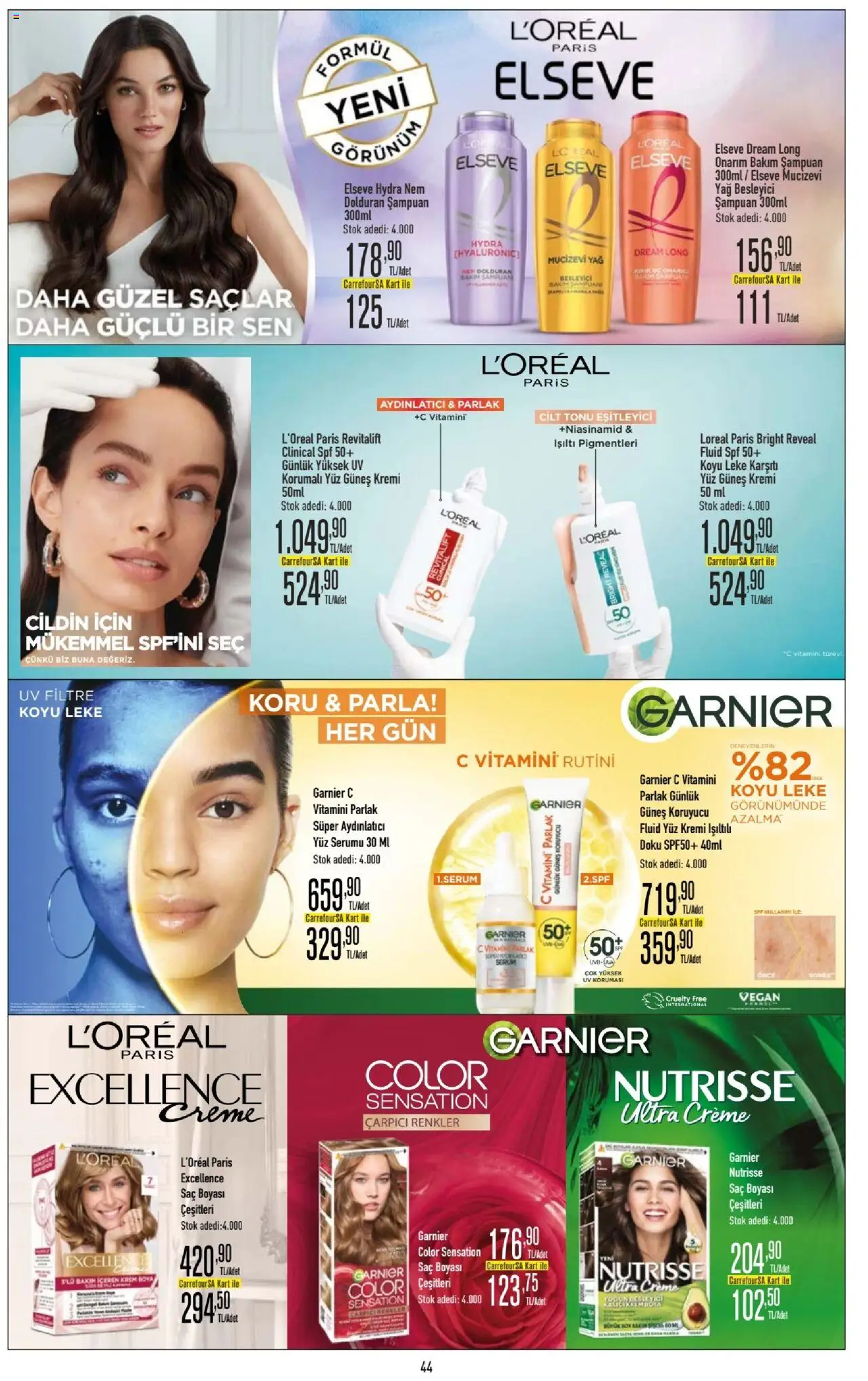CarrefourSA Katalog - 10.06.2025 tarihinden itibaren geçerlidir | Sayfa: 44 | Ürünler: Şampuan, Krem, Güneş kremi, Yağ