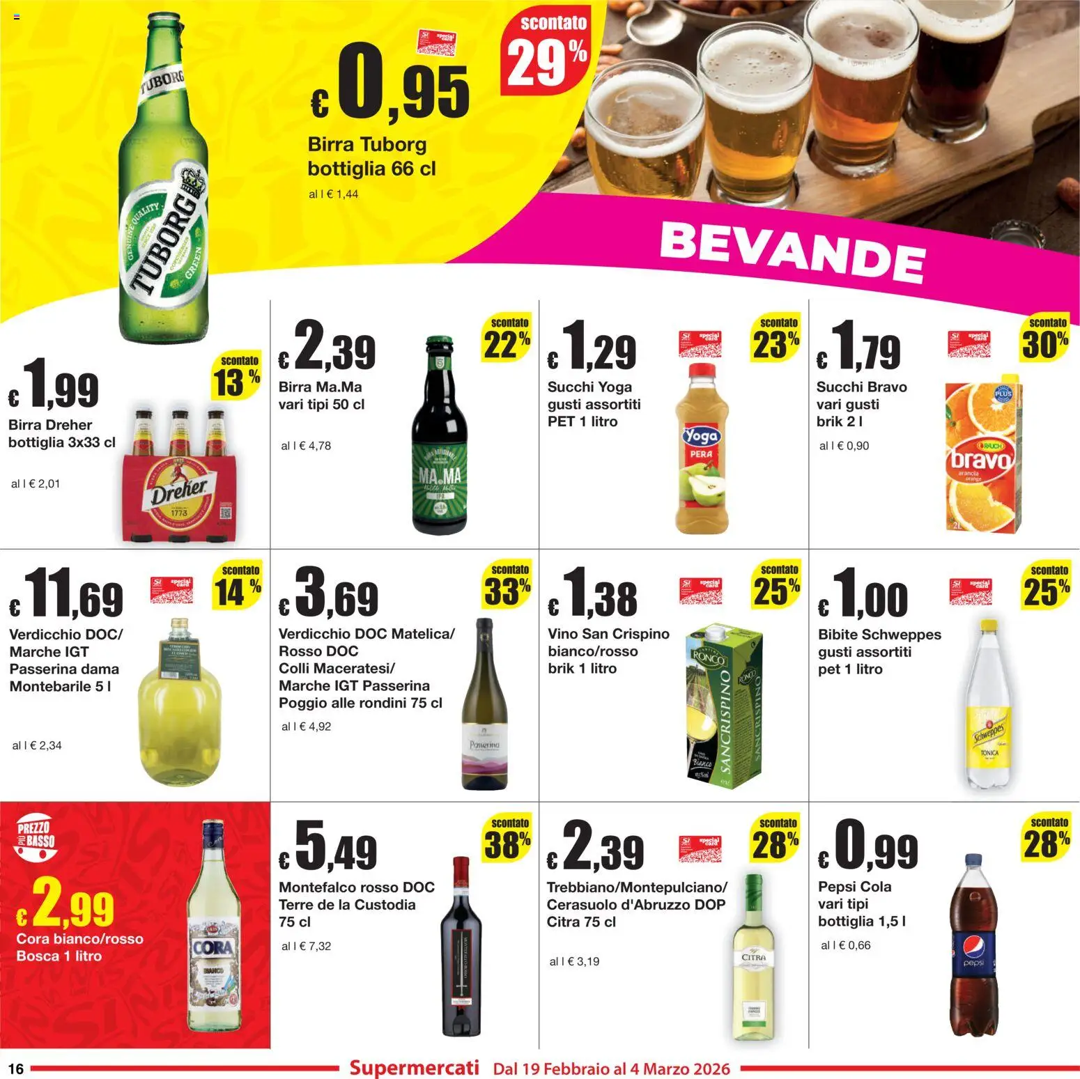 Volantino Sì con Te del 19.02.2026 | Pagina: 16 | Prodotti: Pera, Bibite, Pepsi, Bottiglia
