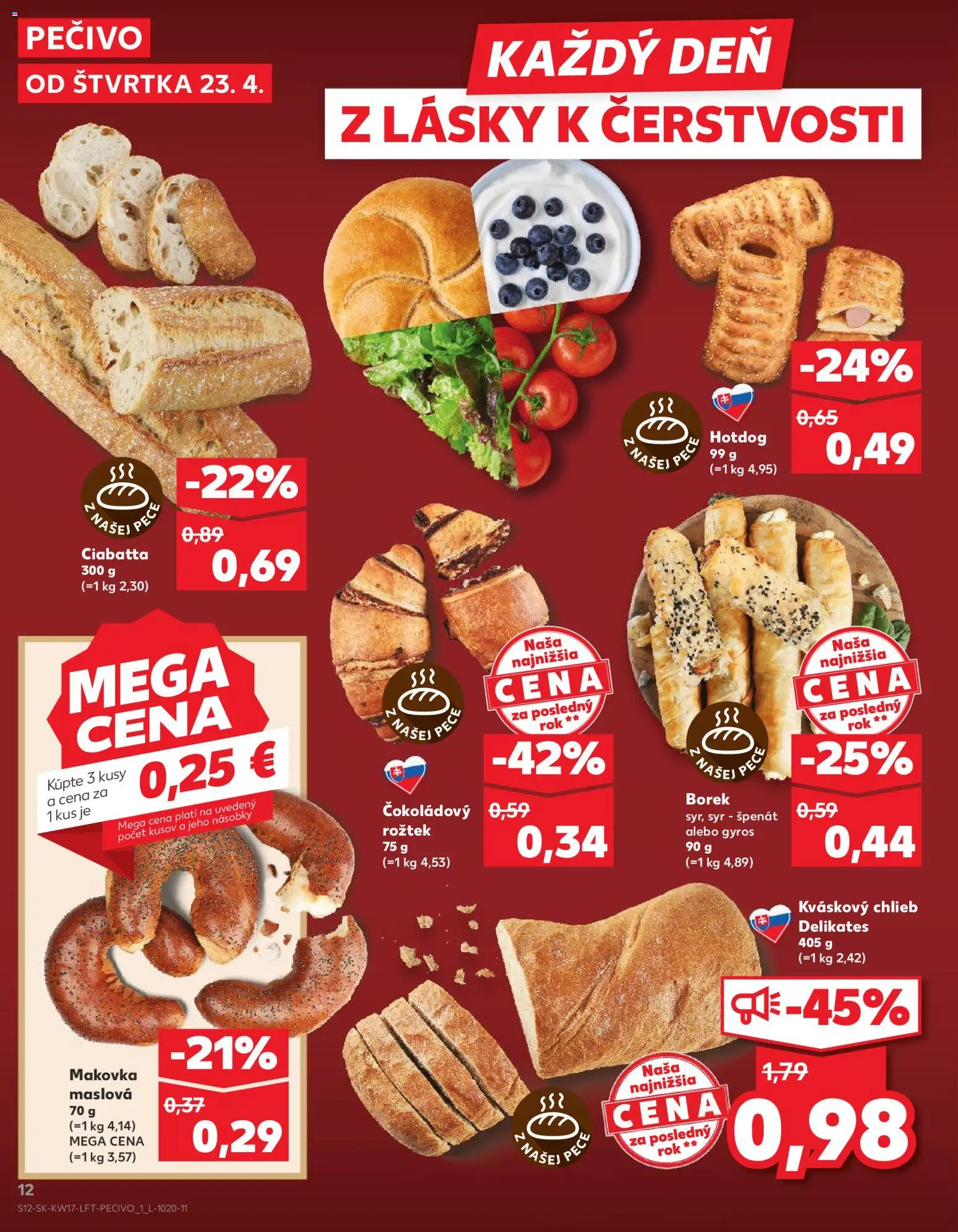 Kaufland SK akciós ujság - amely érvényes a következő dátumtól: 23.04.2026 | Oldal: 12 | Termékek: Ciabatta