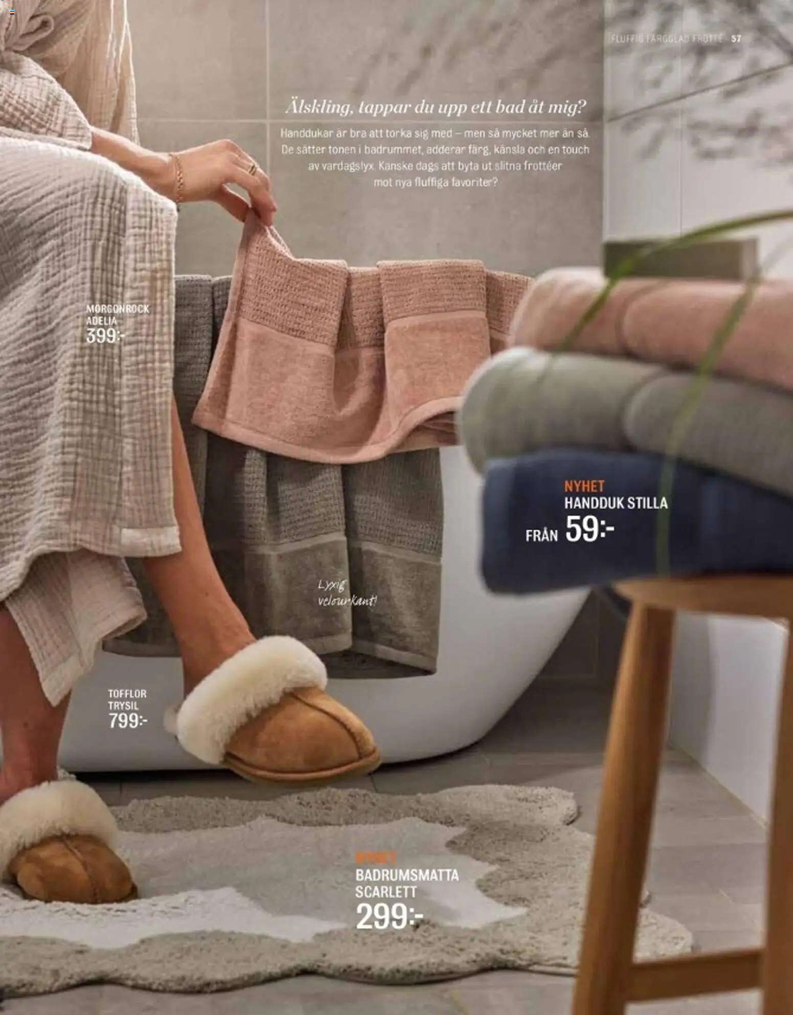 Mio reklamblad aktuell från 01.03.2026 | Sida: 57 | Produkter: Badrumsmatta, Handduk, Tofflor