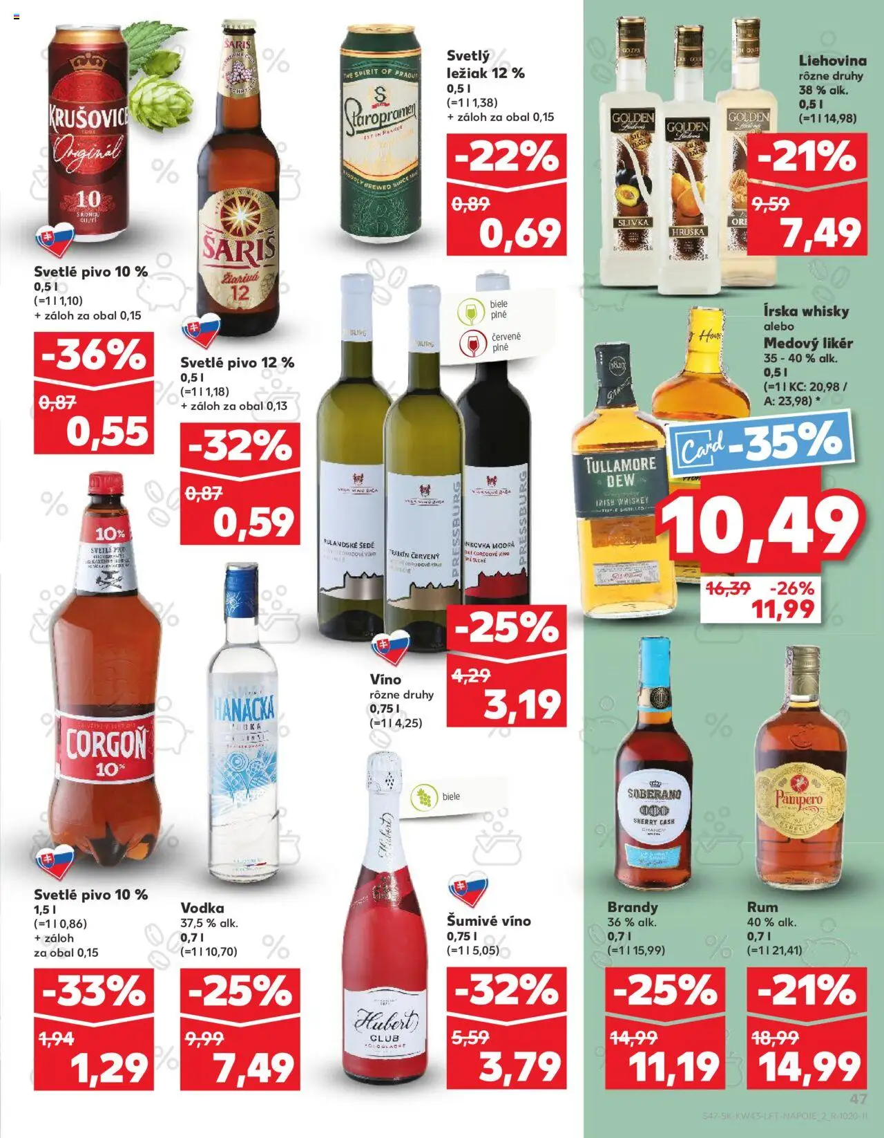Nové Kaufland akcie – leták je platný od 23.10.2025 | Strana: 47 | Produkty: Corgoň, Vodka, Whisky, Rum