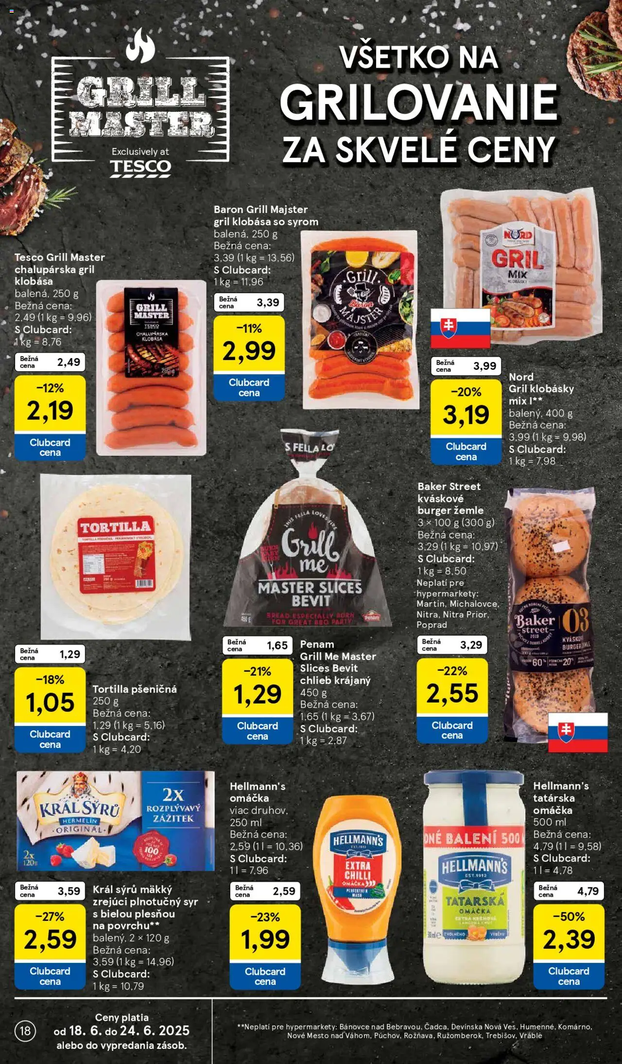 Tesco Hypermarket - leták │ platný od 18.06.2025 | Strana: 18 | Produkty: Gril, Tortilla, Tatárska omáčka, Omáčka