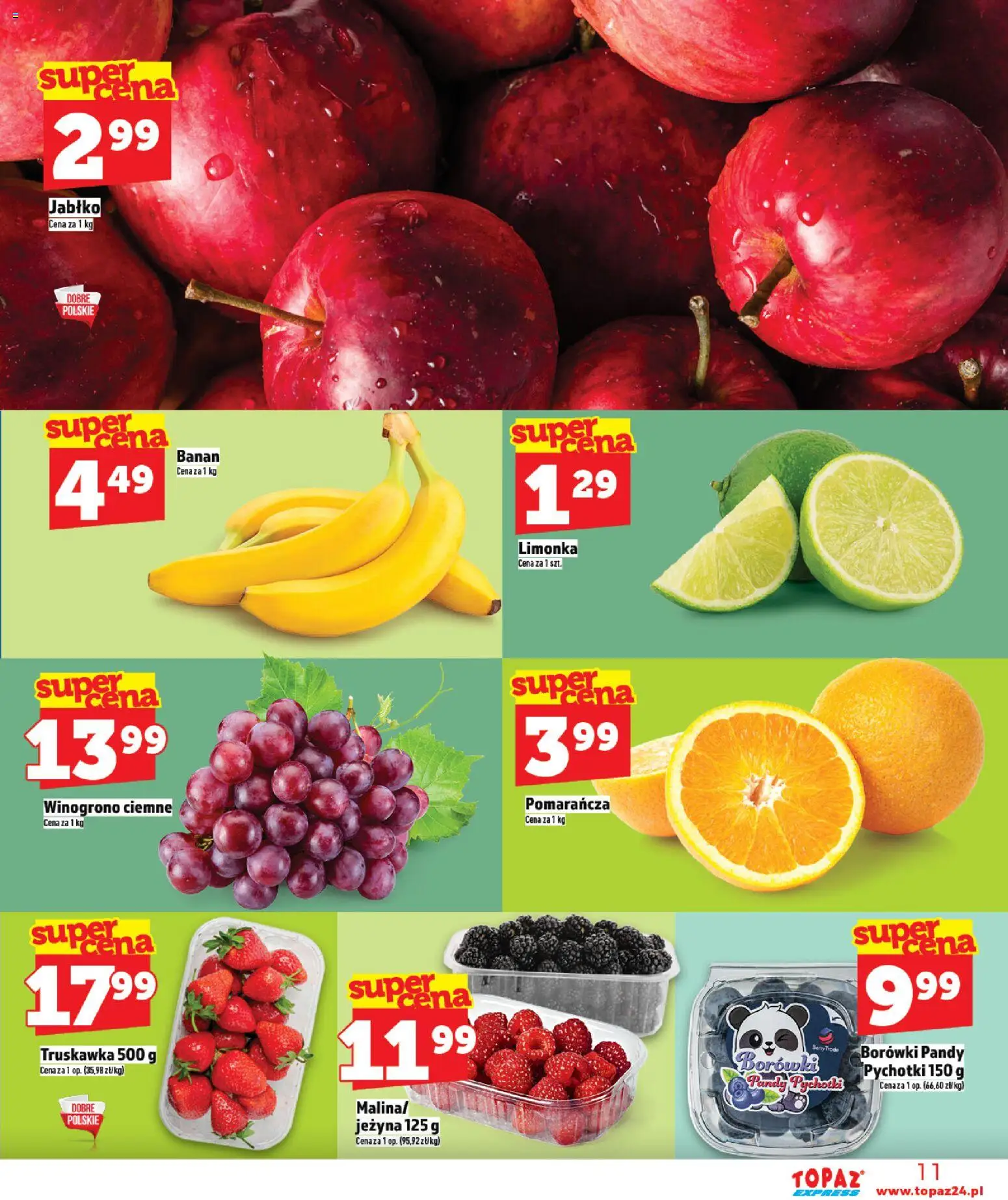Topaz gazetka - Express od 23.04.2026 | Strona: 11 | Produkty: Limonka, Winogrono, Banan