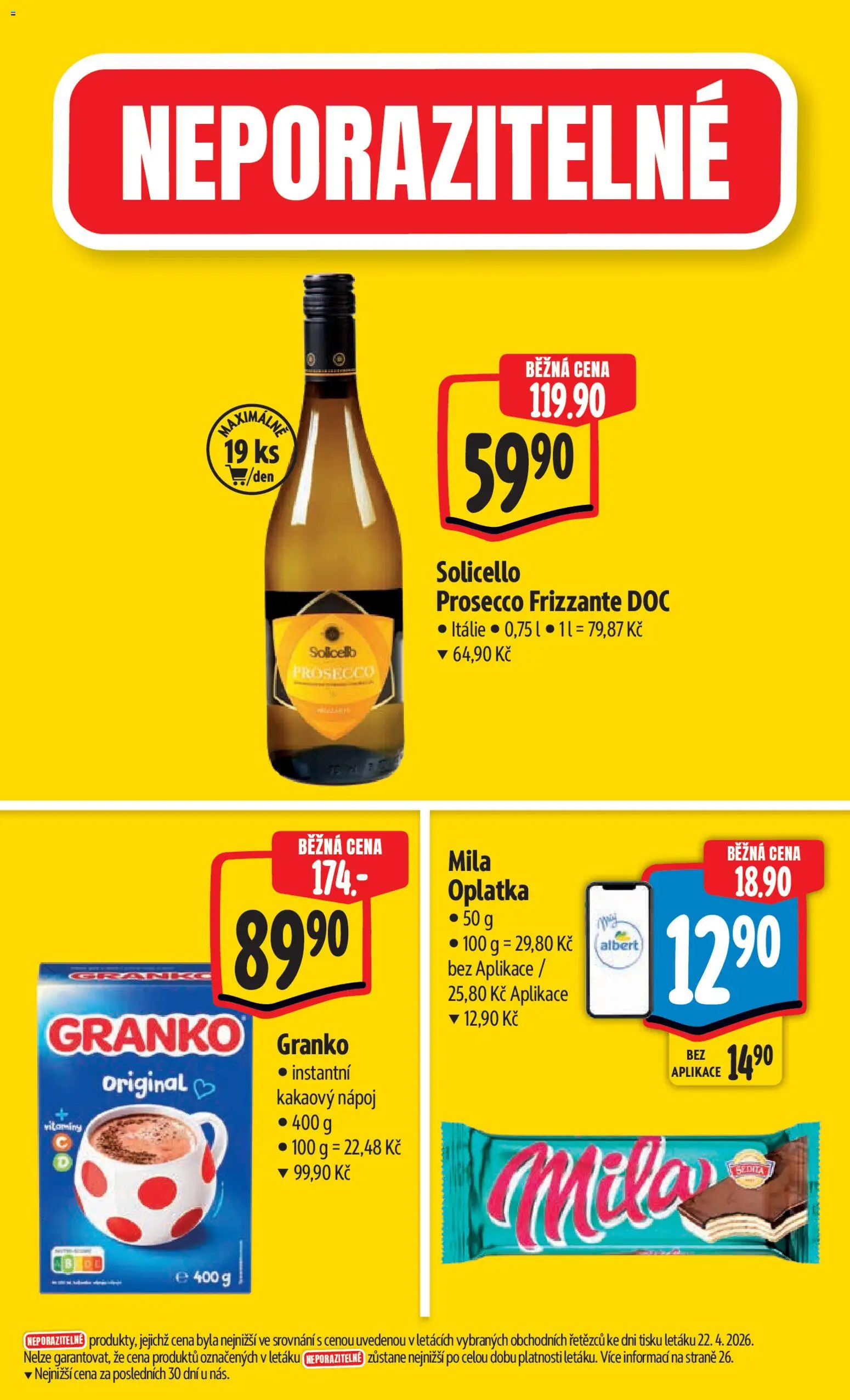 Albert leták - Hypermarket od 29.04.2026 | Strana: 5 | Produkty: Prosecco, Frizzante, Solicello prosecco, Mila