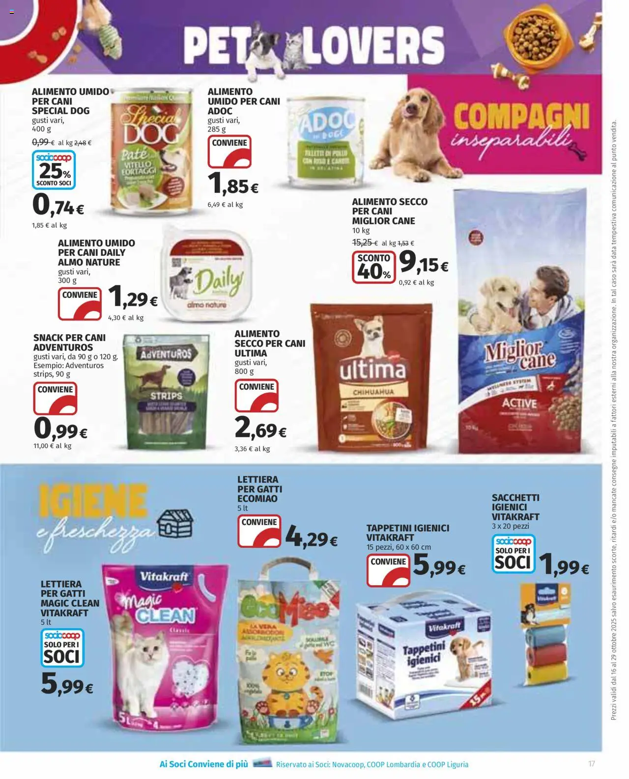 Volantino COOP del 16.10.2025 | Pagina: 17 | Prodotti: Paté, Lettiera per gatti, Data, Vitello