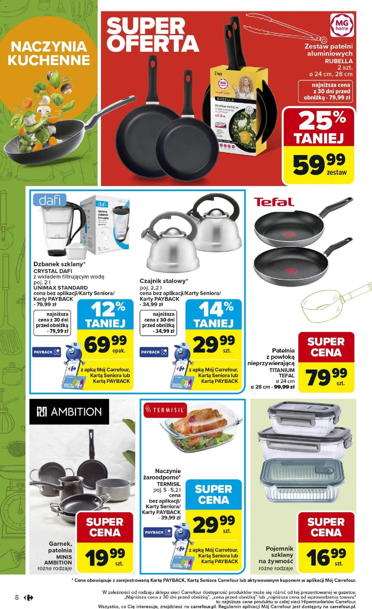 Carrefour gazetka - Łap super okazje od 02.03.2026 | Strona: 8 | Produkty: Karta, Dzbanek, Patelnia, Tefal
