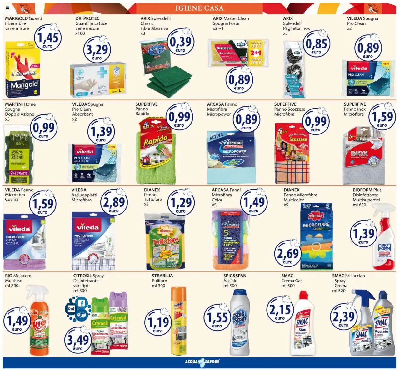 Volantino Acqua e Sapone del 24.09.2025 | Pagina: 13 | Prodotti: Spugna, Crema, Acqua, Guanti