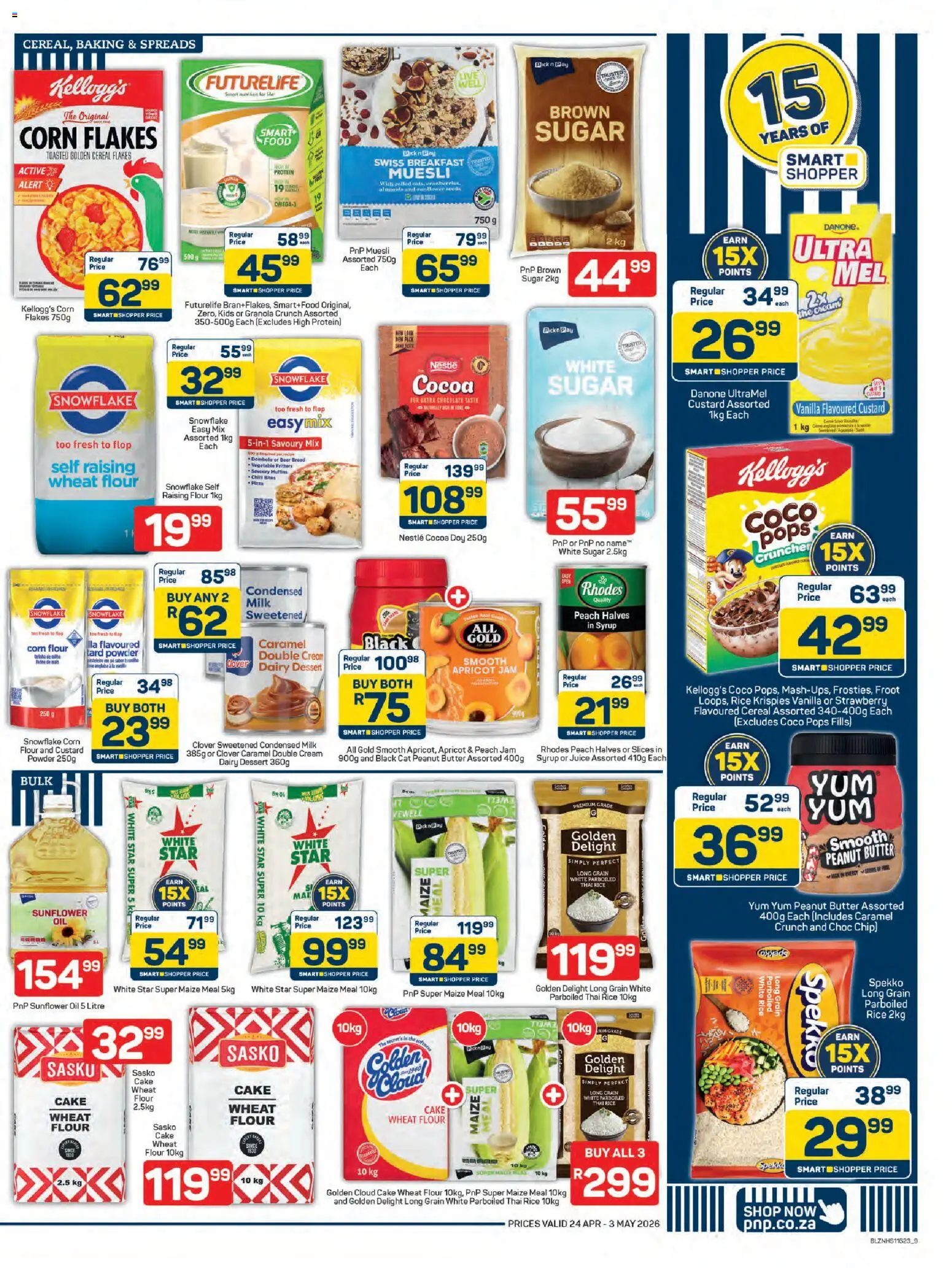 New Pick n Pay catalogue – valid from 24.04.2026 | Page: 9 | Products: Corn, Bread, Chocolate, Peach