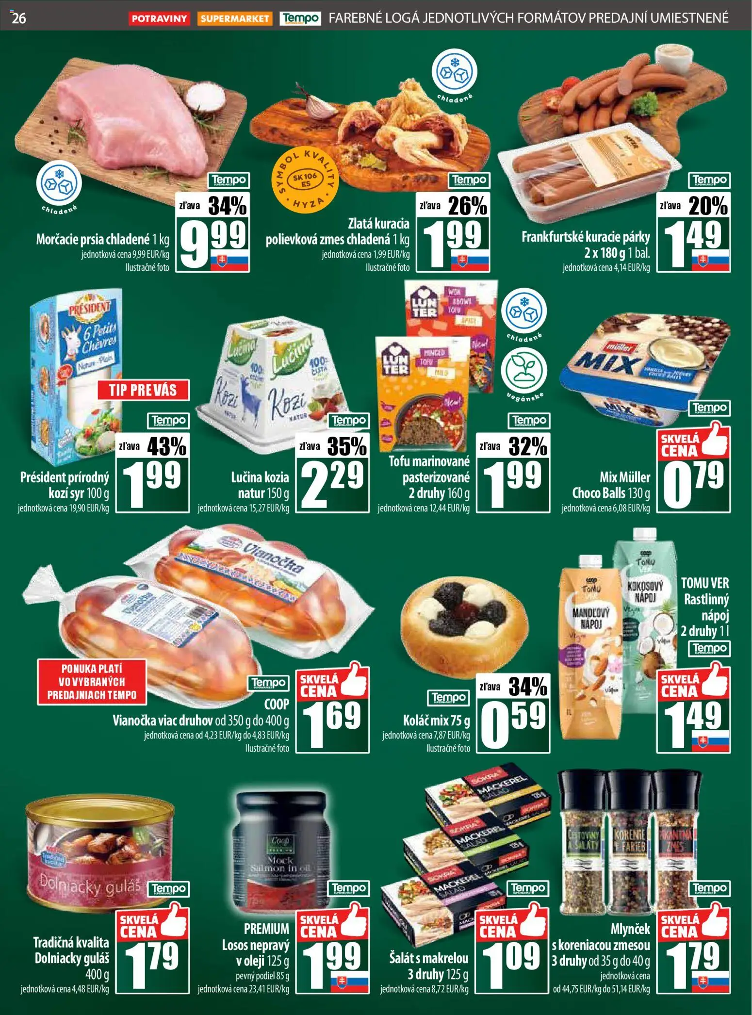 Nové COOP Jednota akcie – leták je platný od 06.11.2025 | Strana: 26 | Produkty: Syr, Koláč, Šalát, Korenie