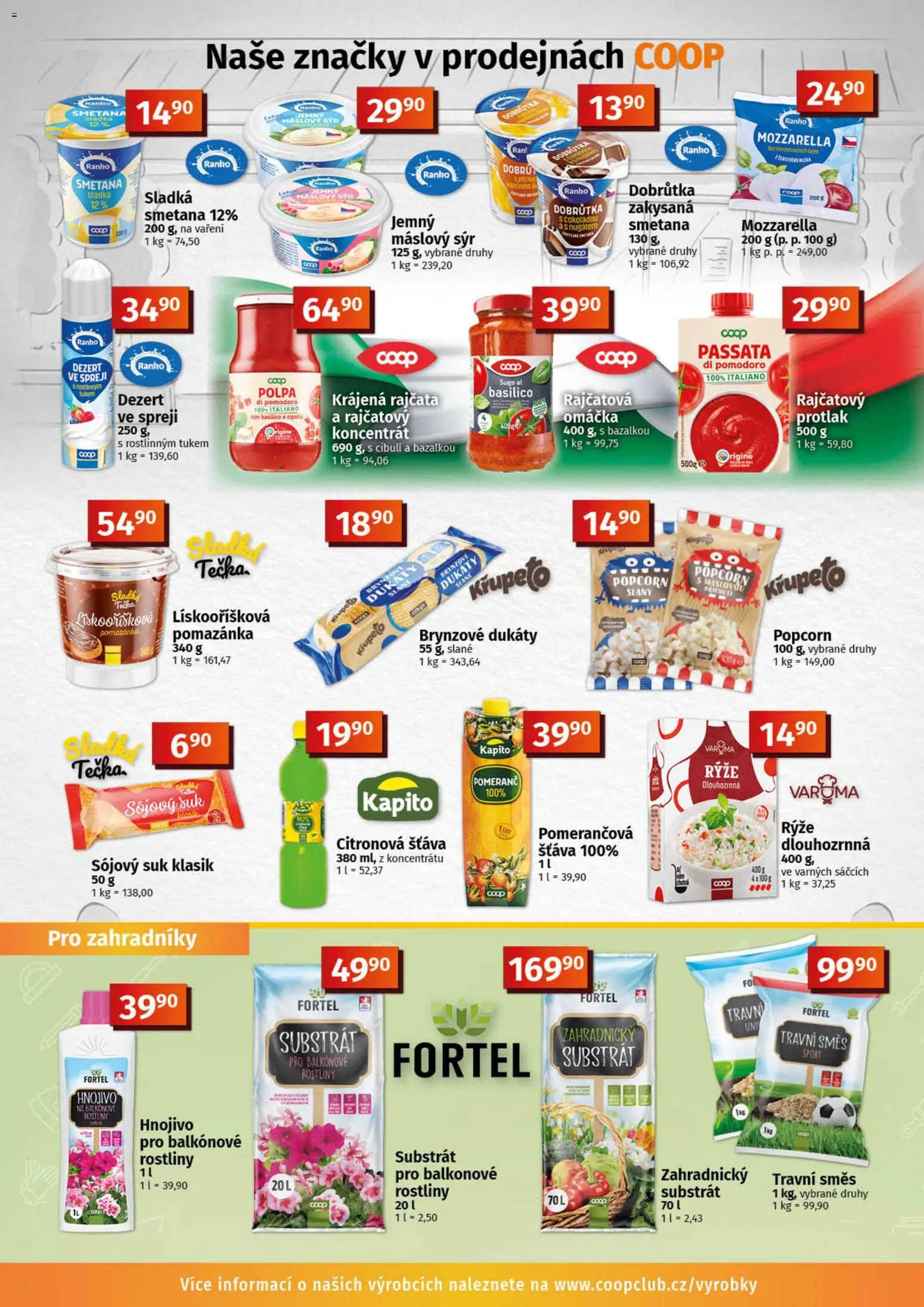 Konzum leták od 22.04.2026 | Strana: 9 | Produkty: Sýr, Krájená rajčata, Hnojivo, Mozzarella