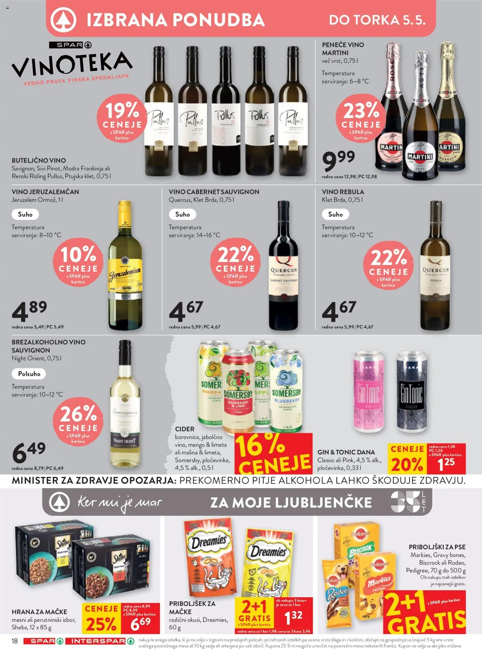 Novi Spar katalog ponudbe – veljaven od 29.04.2026 | Stran: 22 | Izdelki: Kos, Priboljški, Vino, Gin