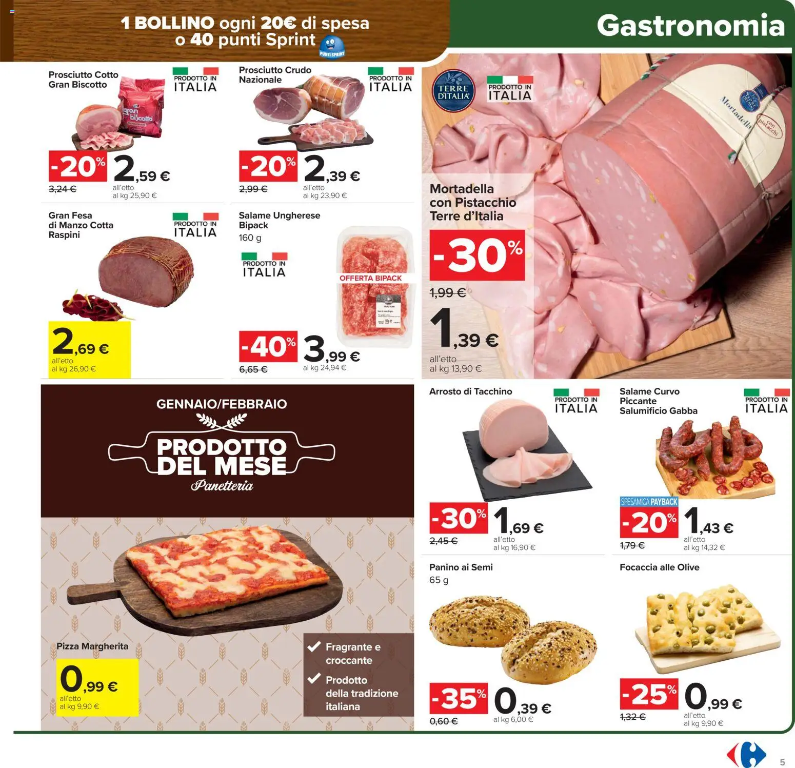 Volantino Carrefour del 27.01.2026 | Pagina: 5 | Prodotti: Prosciutto Crudo, Prosciutto Cotto, Tacchino, Prosciutto