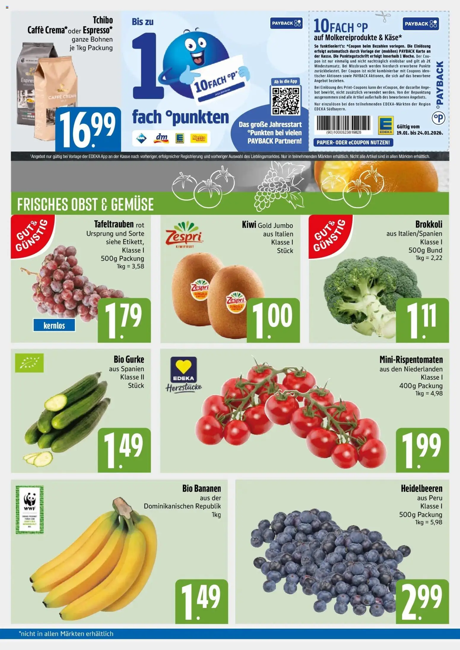 Edeka prospekt München	 – gültig ab 18.01.2026 | Seite: 3 | Produkte: Bananen, Heidelbeeren, Brokkoli, Kiwi