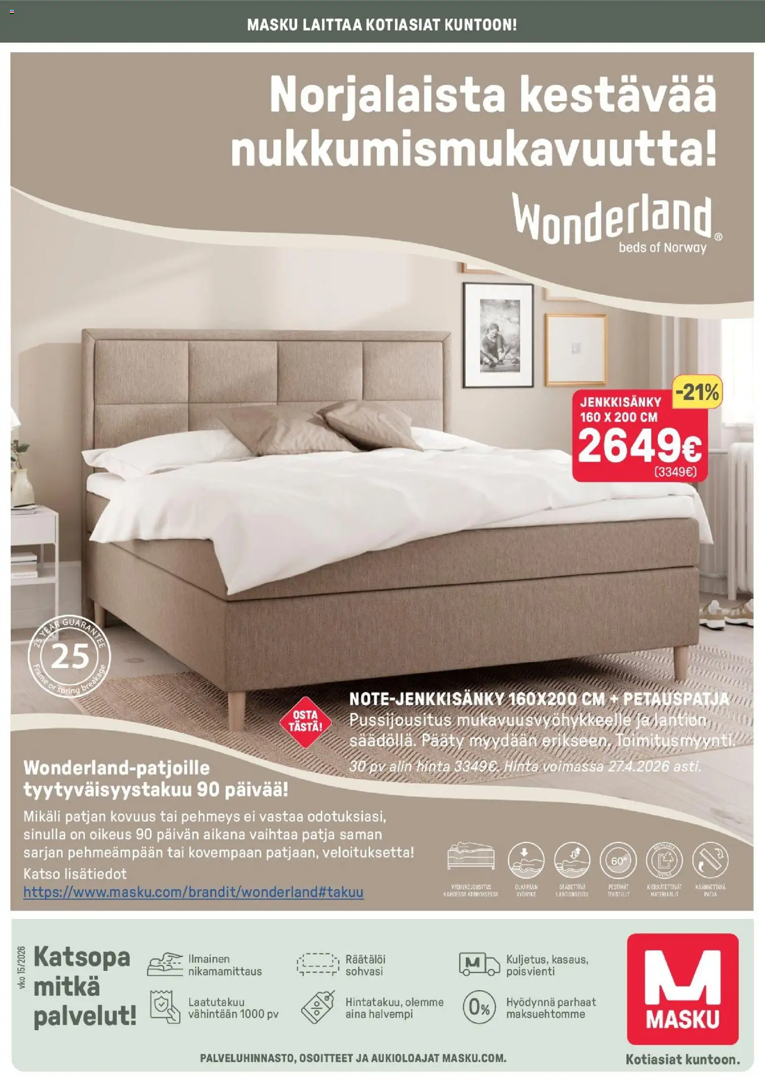 Masku tarjoukset – voimassa 08.04.2026 alkaen | Sivu: 16 | Tuotteet: Jenkkisänky, Patja