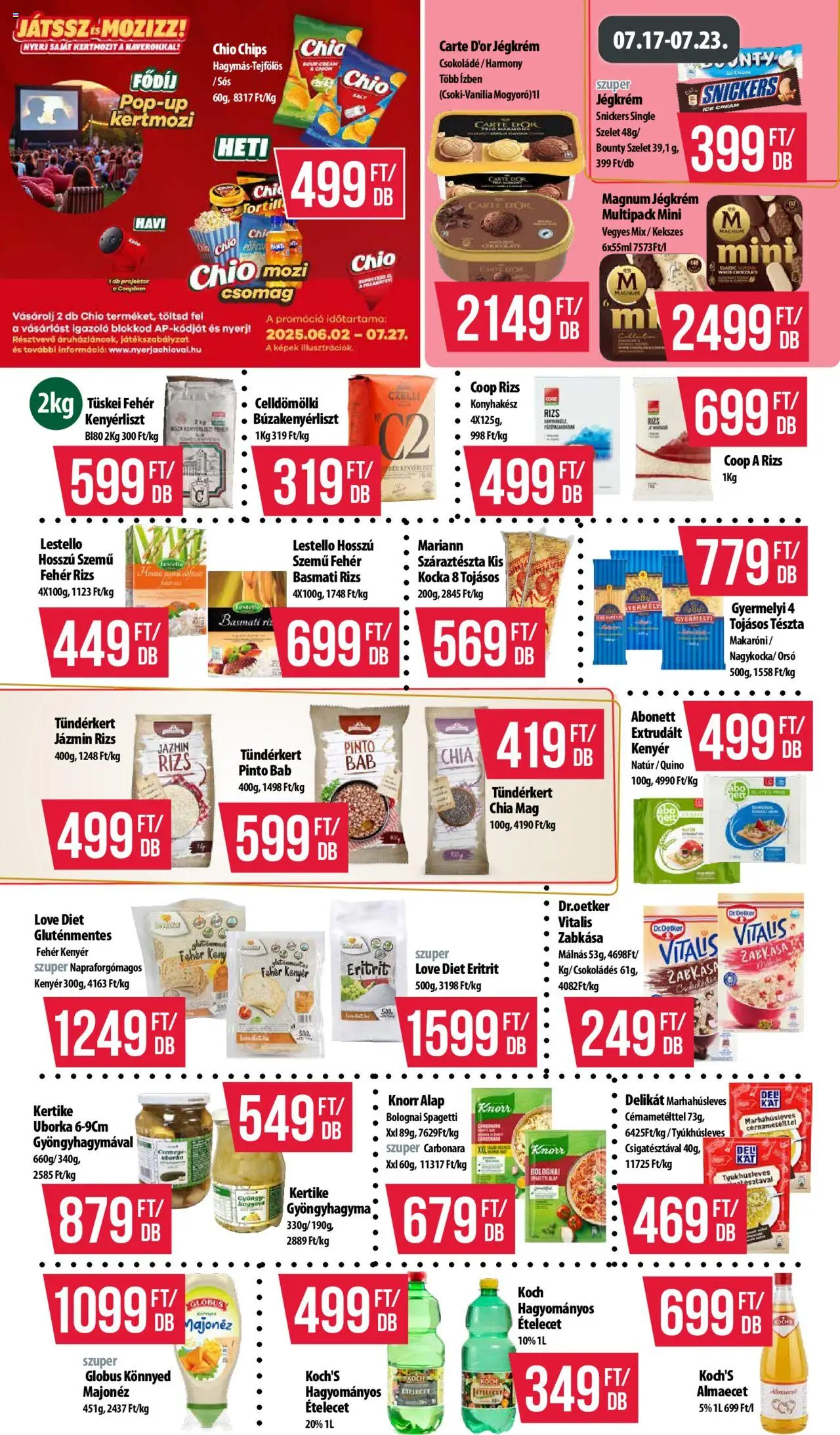 COOP akciós ujság - amely érvényes a következő dátumtól: 17.07.2025 | Oldal: 6 | Termékek: Projektor, Snickers, Almaecet, Jégkrém