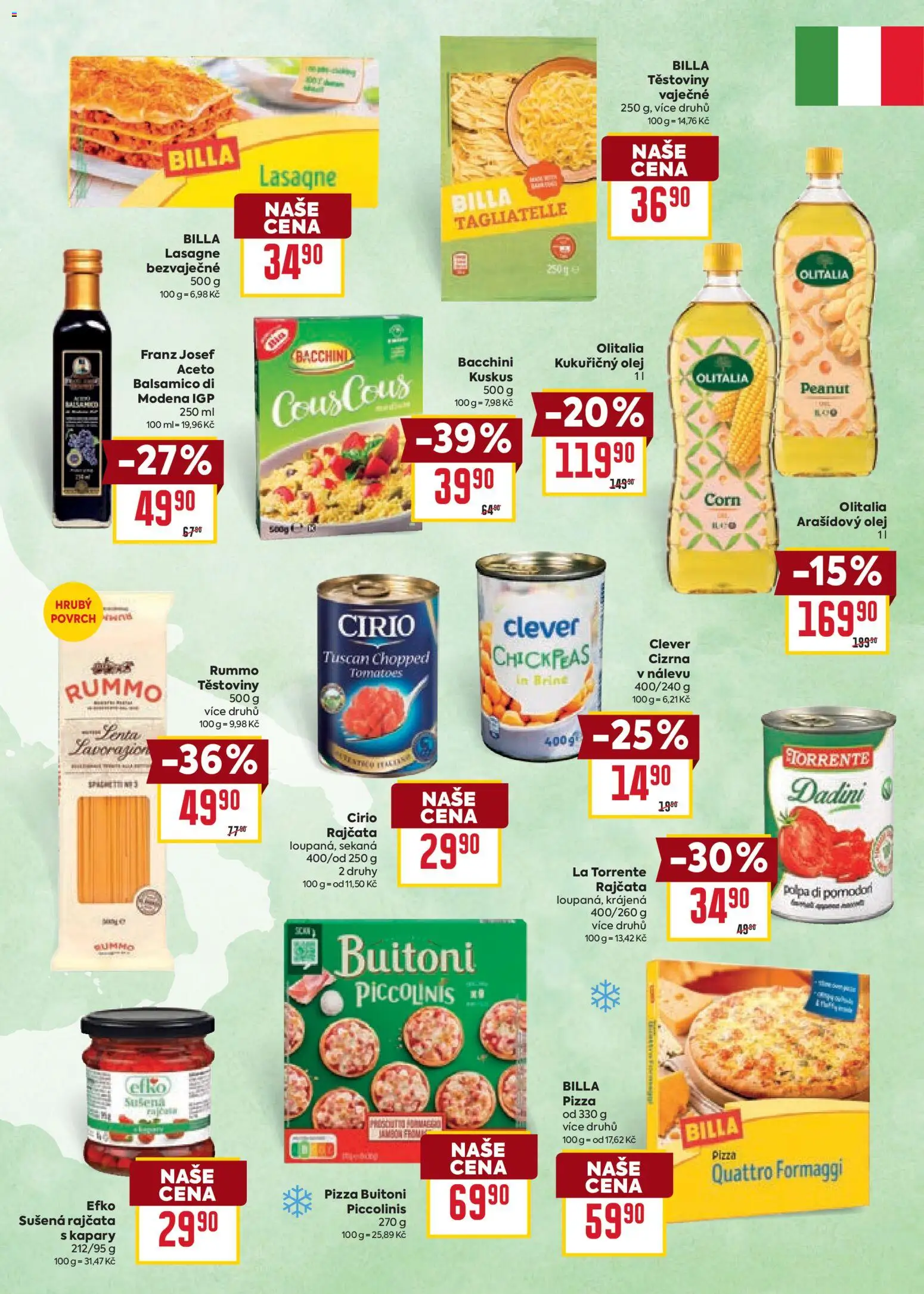 Billa leták - Chutě světa od 21.01.2026 | Strana: 5 | Produkty: Těstoviny, Balsamico, Cizrna, Clever
