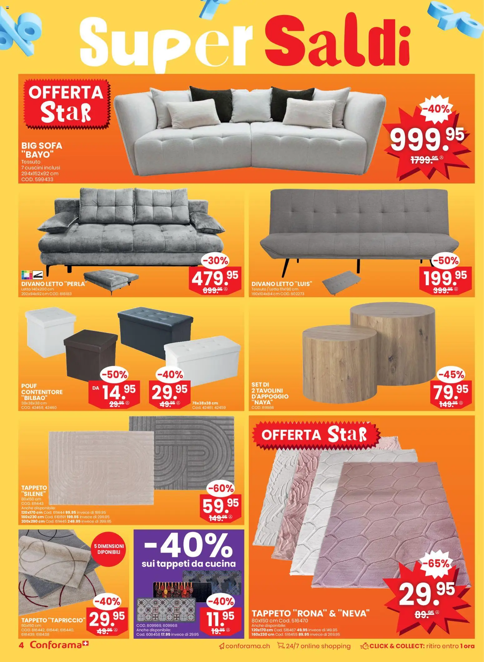 Conforama Aktionen Super Saldi – gültig ab 17.12.2025 | Seite: 4 | Produkte: Sofa, Pouf