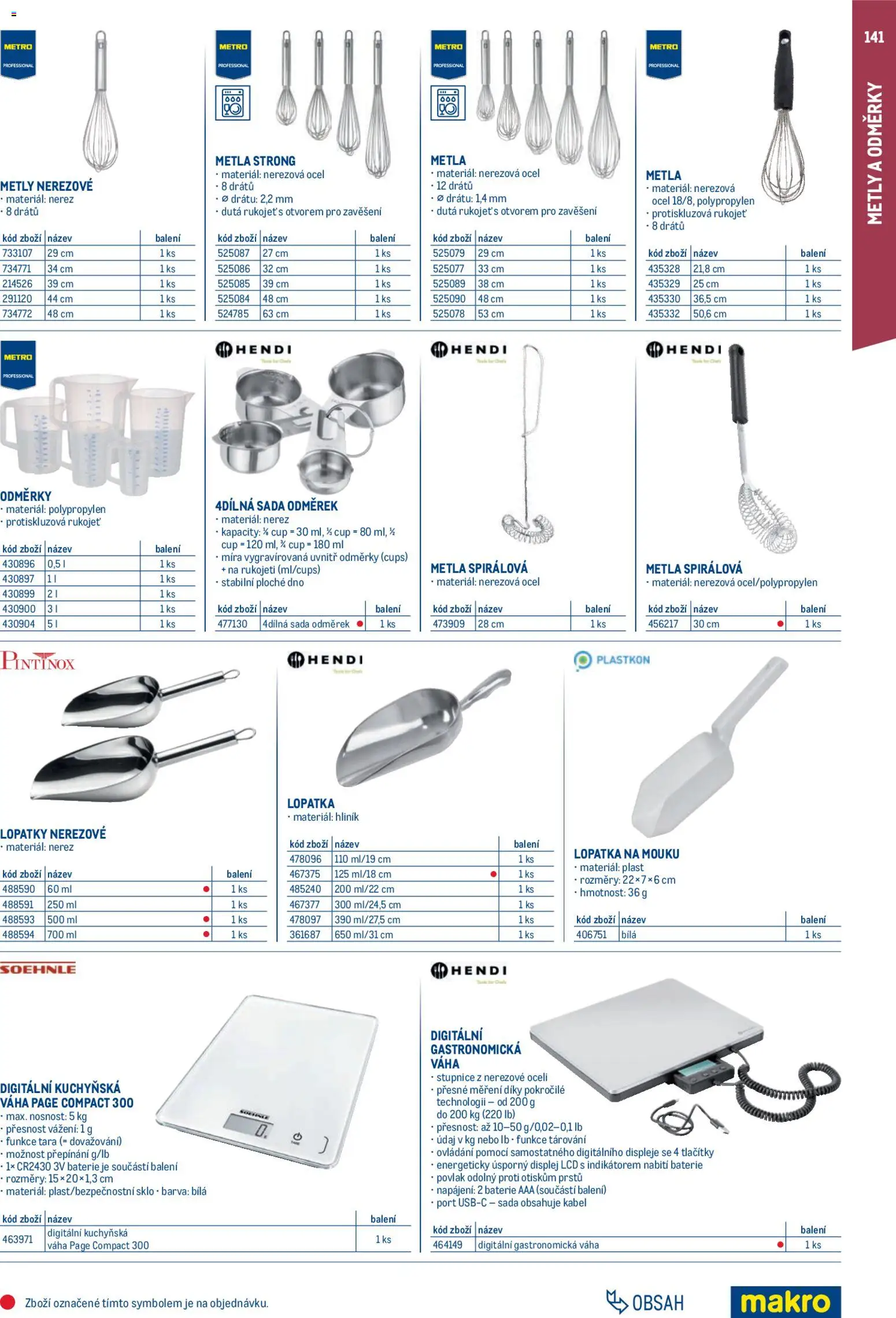 Makro leták - Gastro vybavení a zařízení od 01.02.2026 | Strana: 141 | Produkty: Kabel, Váha, Metla, Baterie