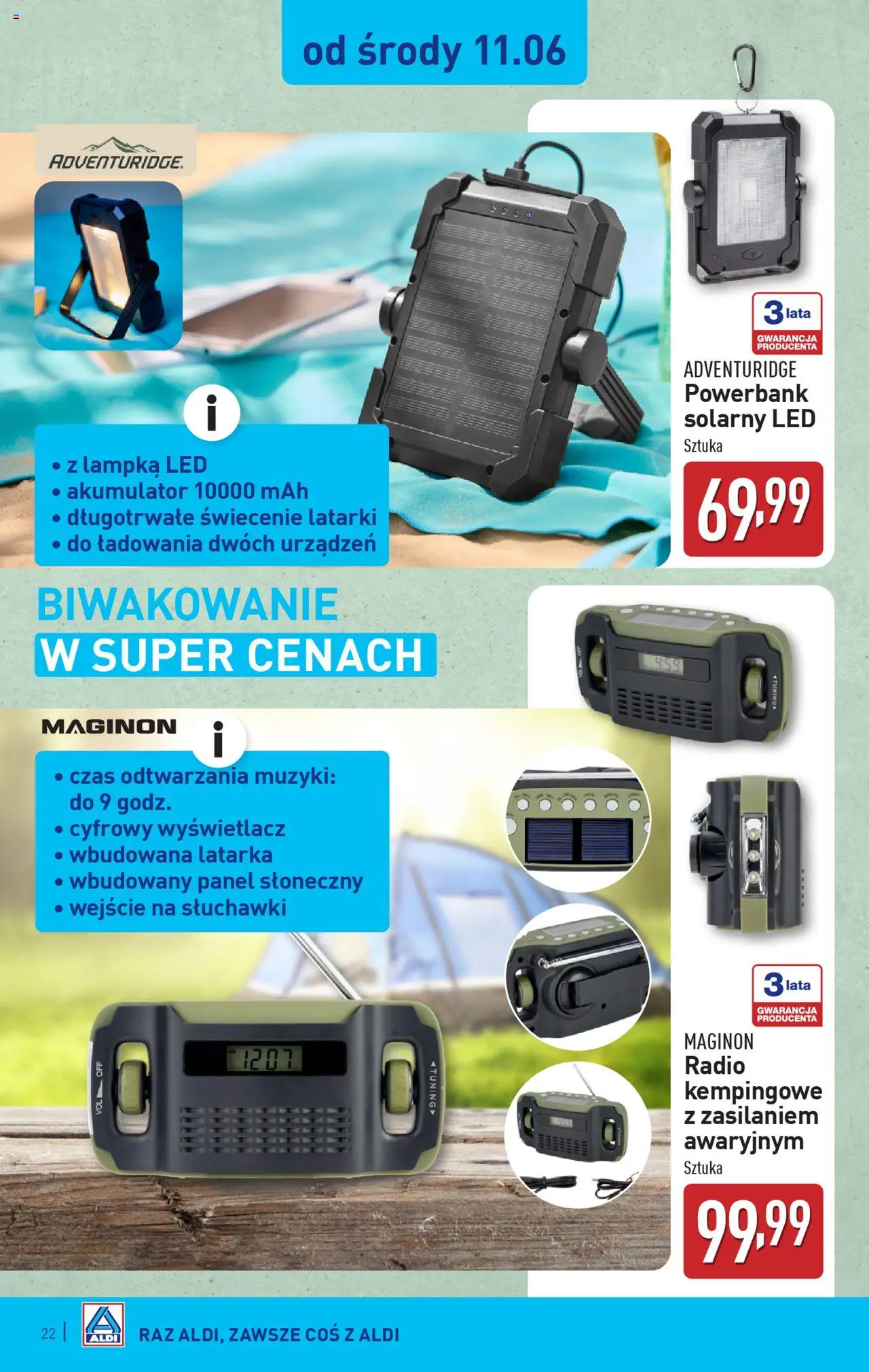 Aldi Gazetka od 09.06.2025 | Strona: 22 | Produkty: Radio, Słuchawki, Powerbank