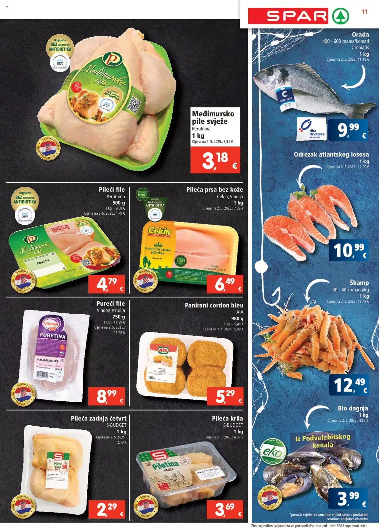 Spar katalog | vrijedi od 17.09.2025 | Stranica: 11 | Proizvodi: Pileća krila, Pileći file, Meso, Pileća prsa