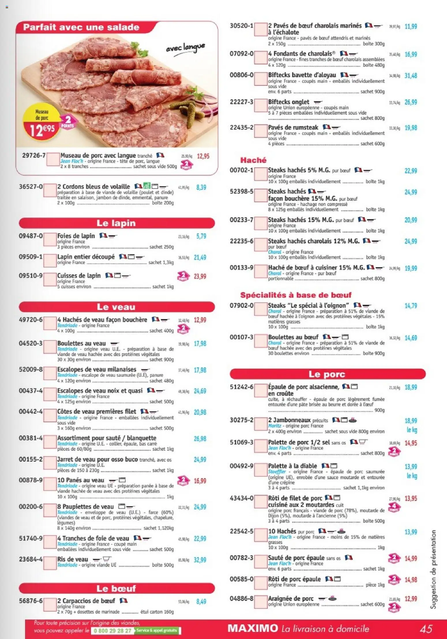 {H1} | Page: 45 | Produits: Viande de porc, Palette à la diable, Volaille, Enveloppe