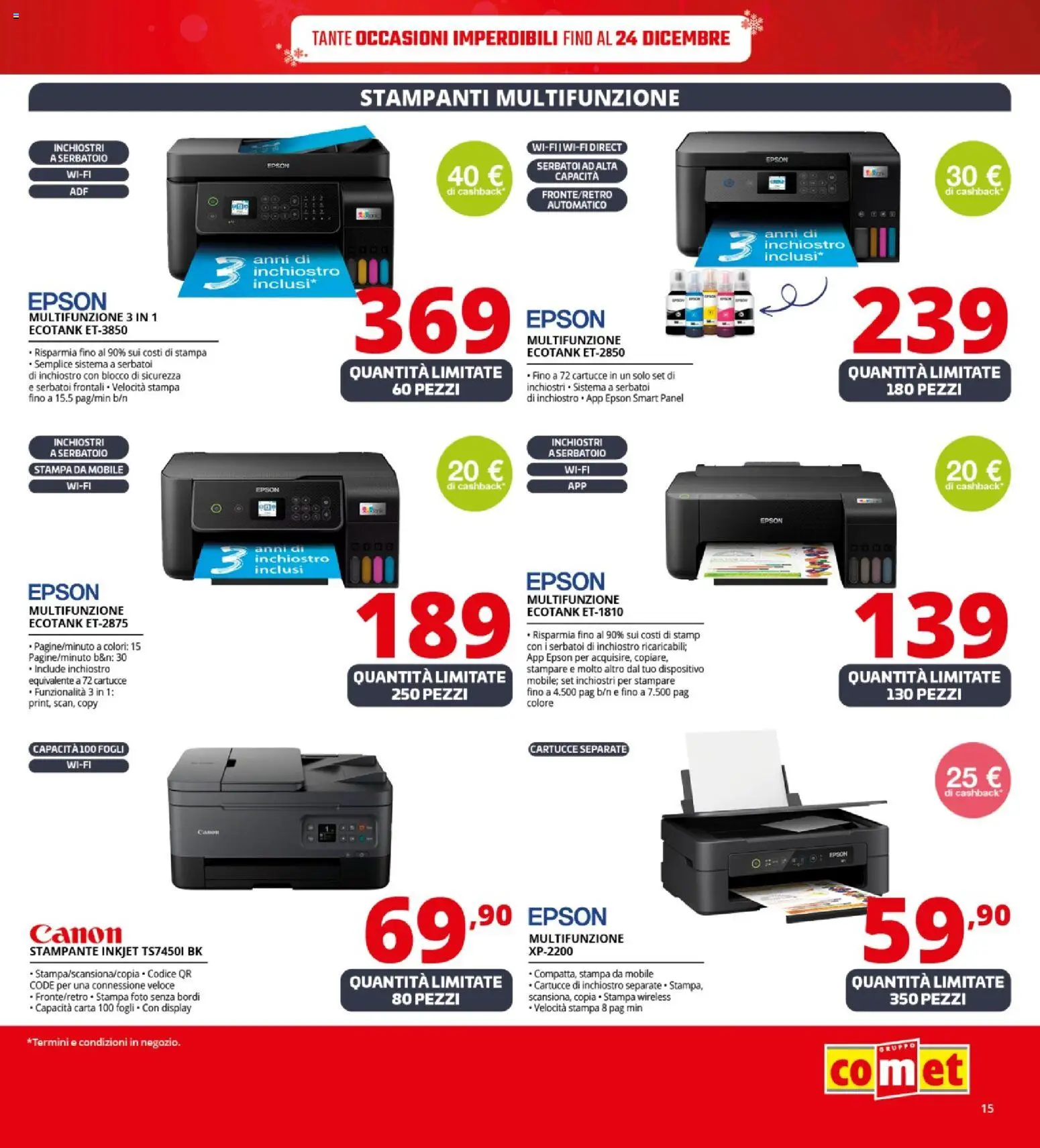 Volantino Comet del 12.12.2025 | Pagina: 15 | Prodotti: Mobile, Stampante, Stampa