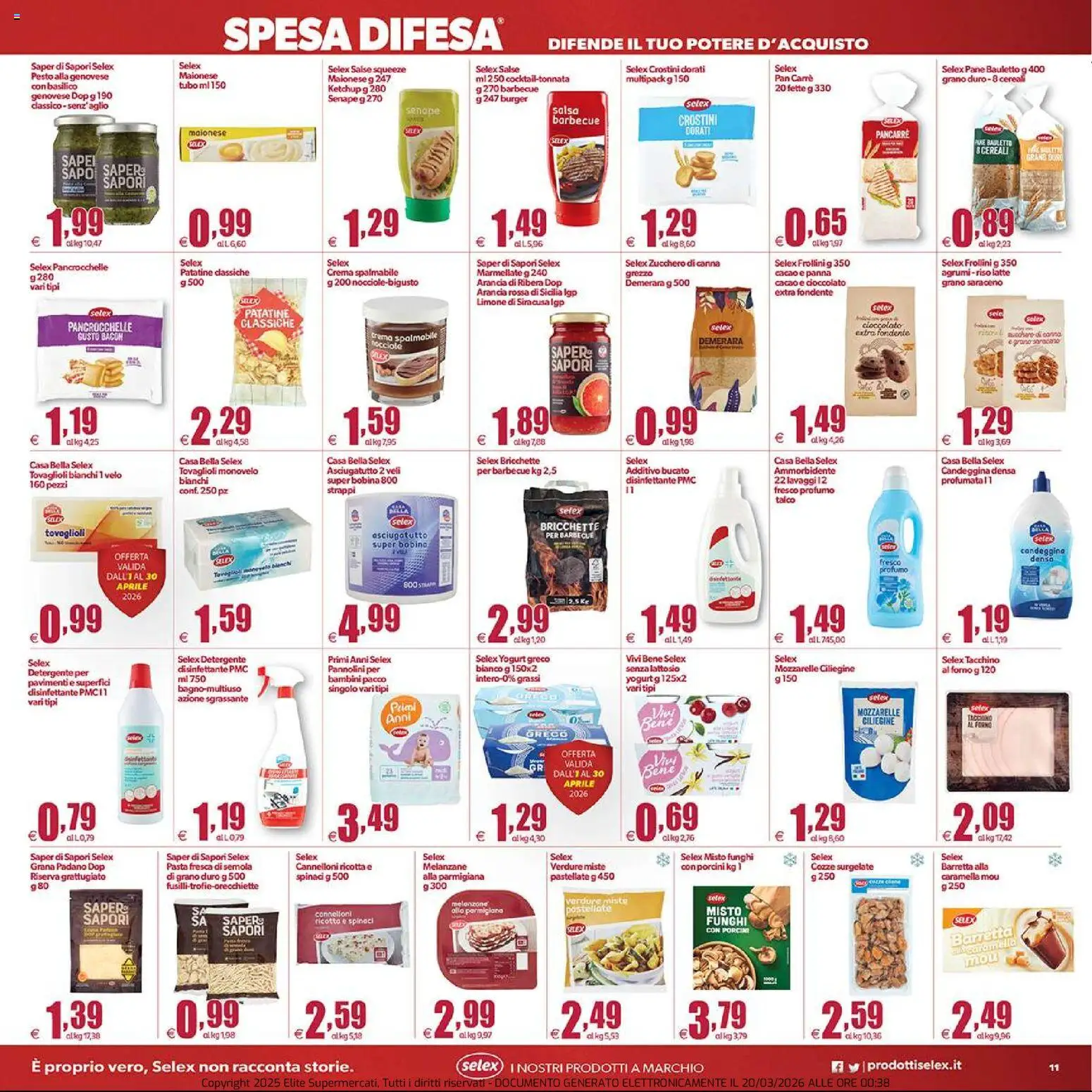 Volantino Elite Supermercati del 20.03.2026 | Pagina: 11 | Prodotti: Detergente, Zucchero, Agrumi, Pesto
