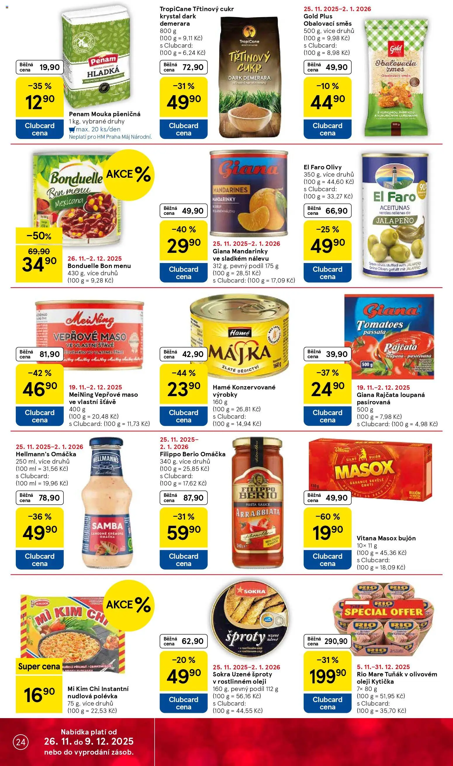 Tesco Black Friday od 26.11.2025 | Strana: 24 | Produkty: Tuňák, Třtinový cukr, Mandarinky, Passata