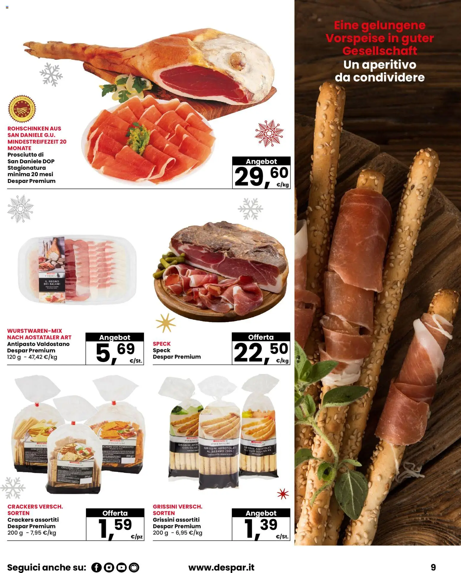 Volantino Eurospar del 04.12.2025 | Pagina: 9 | Prodotti: Pomodoro, Olive, Prosciutto, Crackers