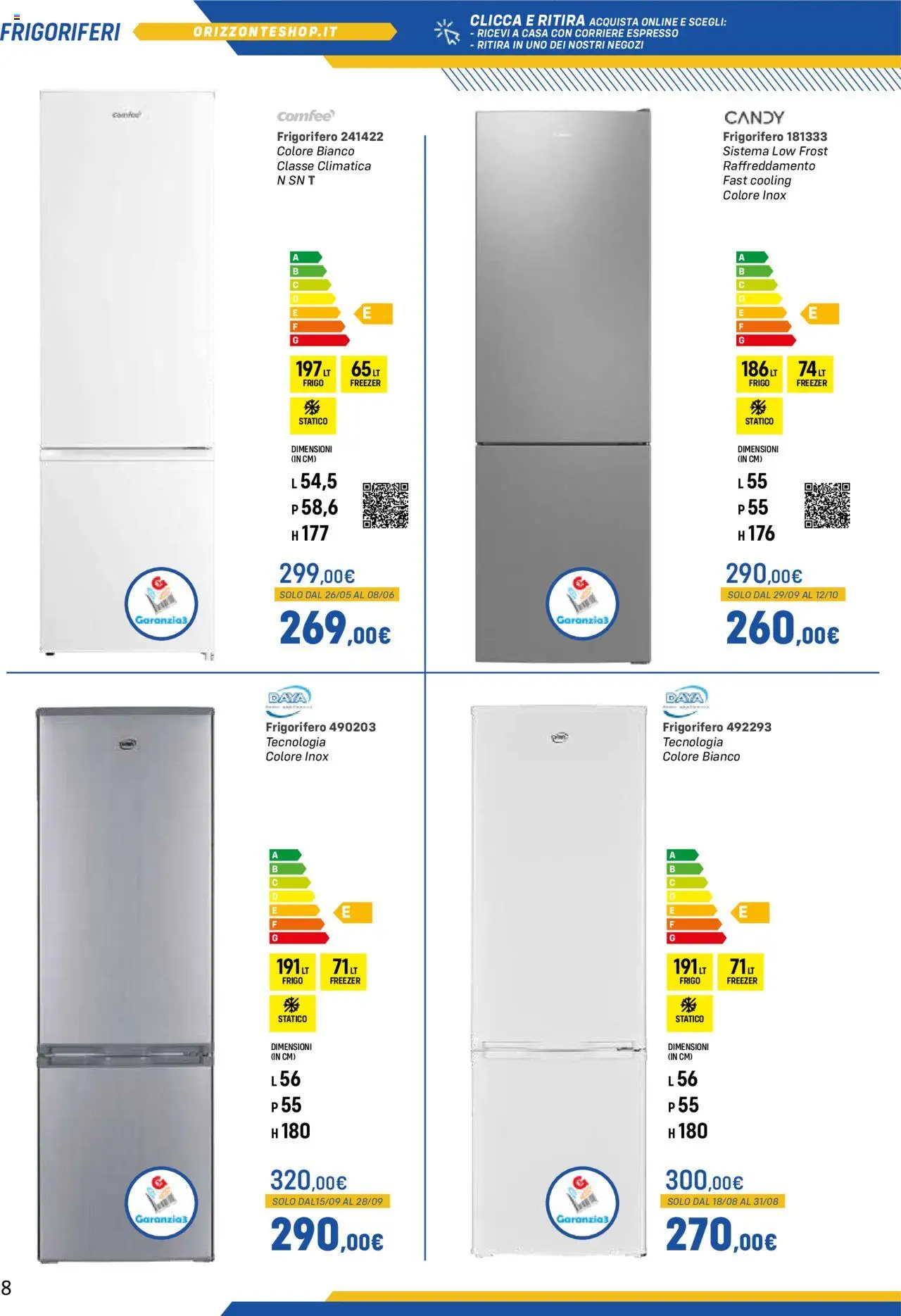 Volantino Orizzonte del 09.05.2025 | Pagina: 8 | Prodotti: Freezer, Frigorifero
