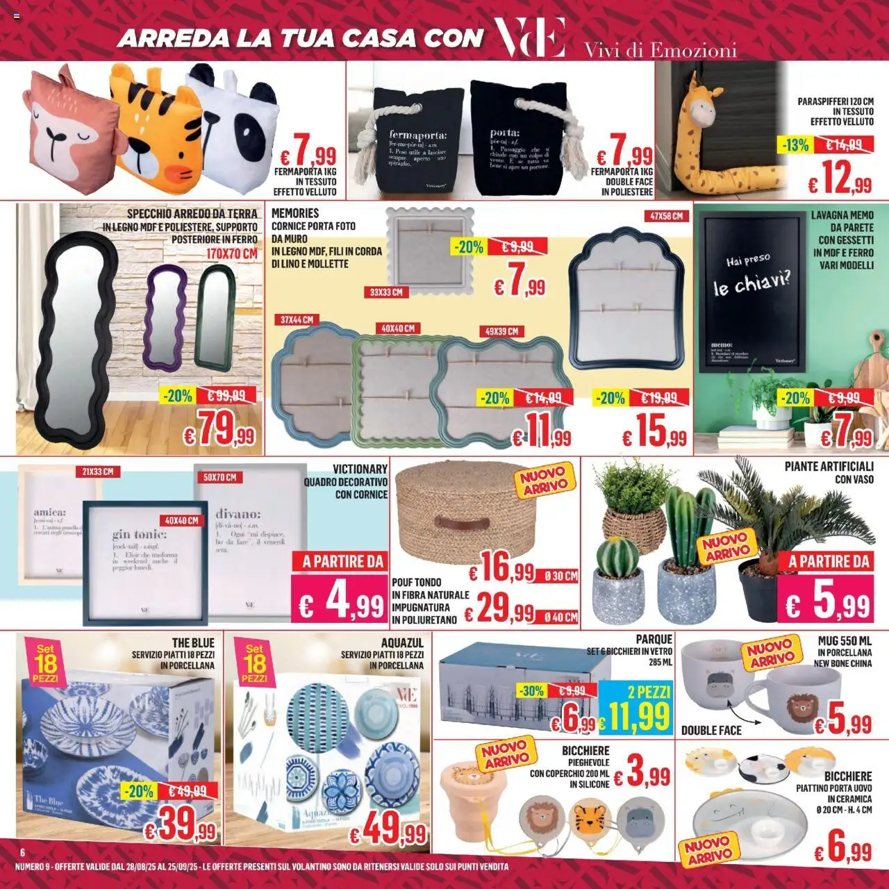 Volantino Satur del 28.08.2025 | Pagina: 6 | Prodotti: Fermaporta, The, Silicone, Specchio