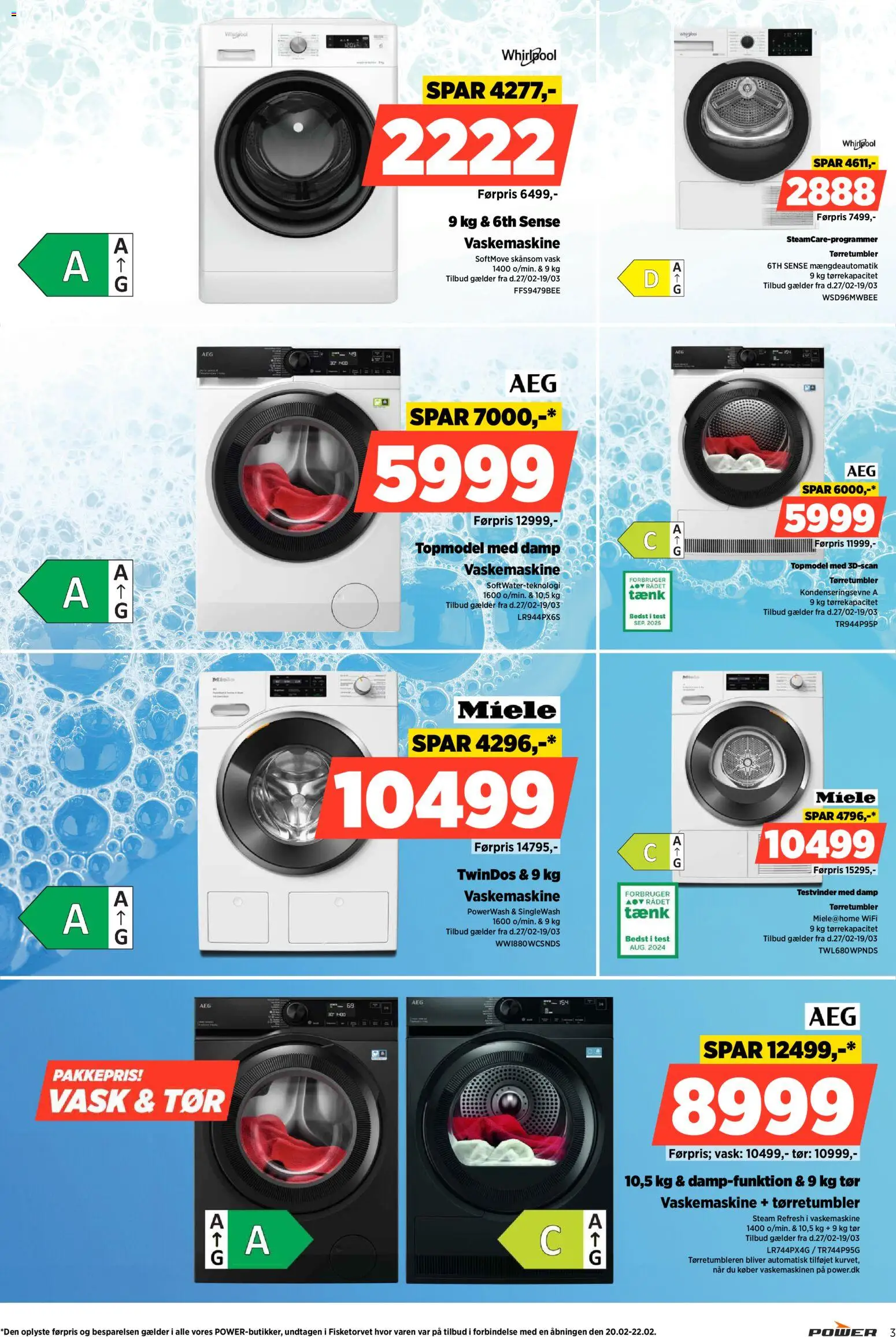 Power tilbudsavis – gyldig fra 27.02.2026 | Side: 3 | Produkter: Vaskemaskine, Tørretumbler