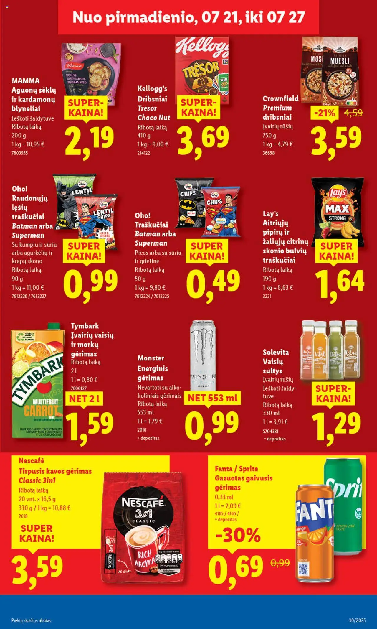 LIDL - Leidinys│galioja nuo 24.07.2025 | Puslapis: 41 | Prekių: Gaivusis gėrimas, Grietinė, Dribsniai, Traškučiai