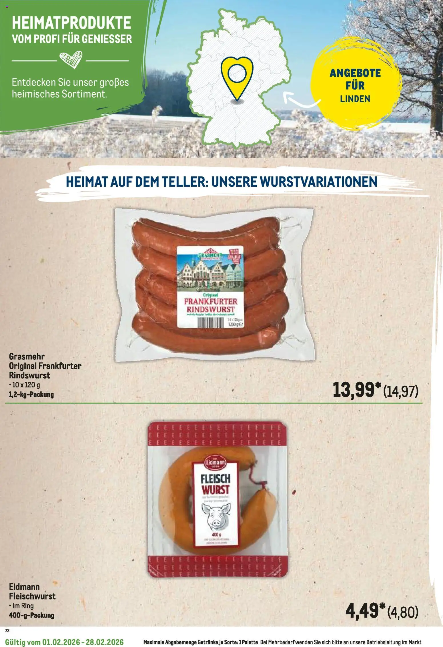 Metro Regionaler Flyer – gültig ab 01.02.2026 | Seite: 54 | Produkte: Wurst, Fleisch