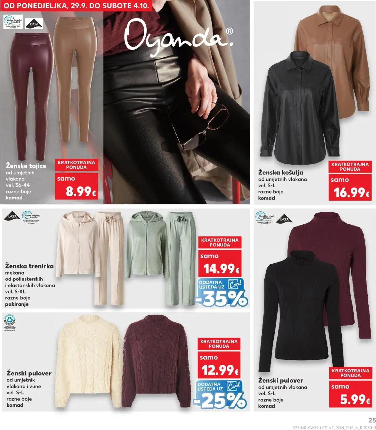 Kaufland HR akciós ujság - amely érvényes a következő dátumtól: 24.09.2025 | Oldal: 25 | Termékek: Pulóver