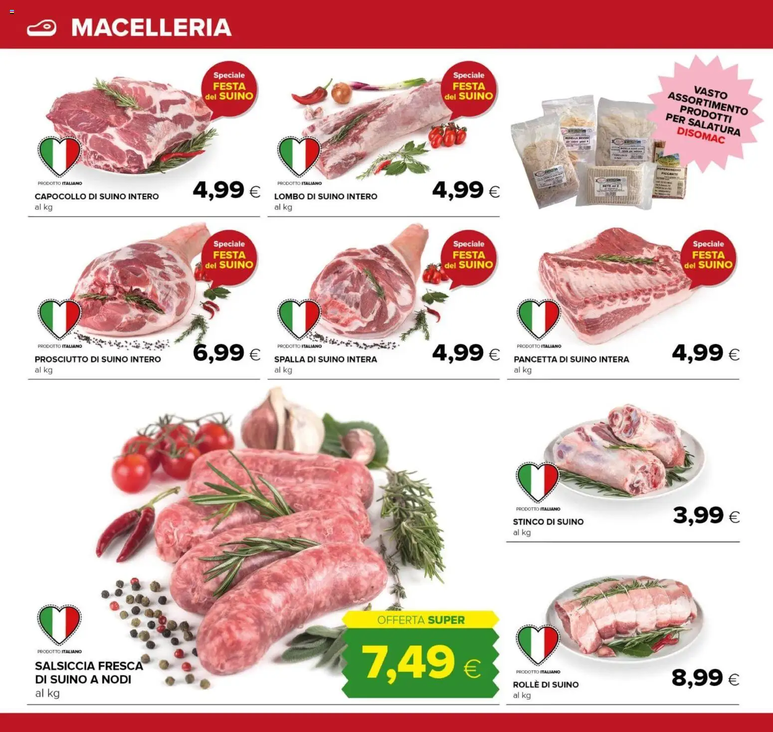 Volantino Oasi del 15.01.2026 | Pagina: 6 | Prodotti: Suino, Prosciutto, Salsiccia, Peperoncino