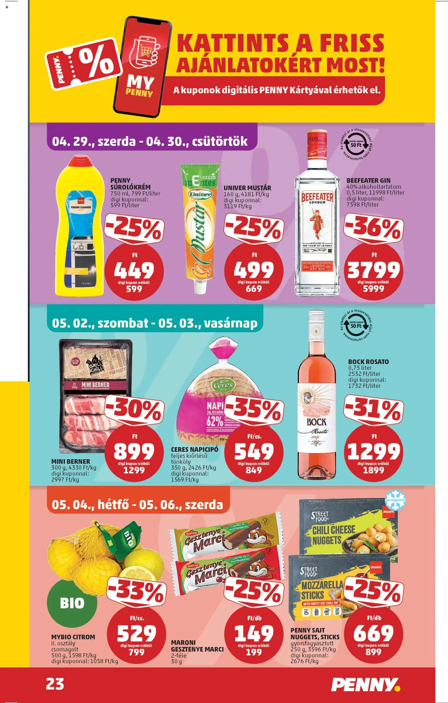 PENNY akciós ujság - amely érvényes a következő dátumtól: 29.04.2026 | Oldal: 27 | Termékek: Chili, Grill, Gin, Citrom