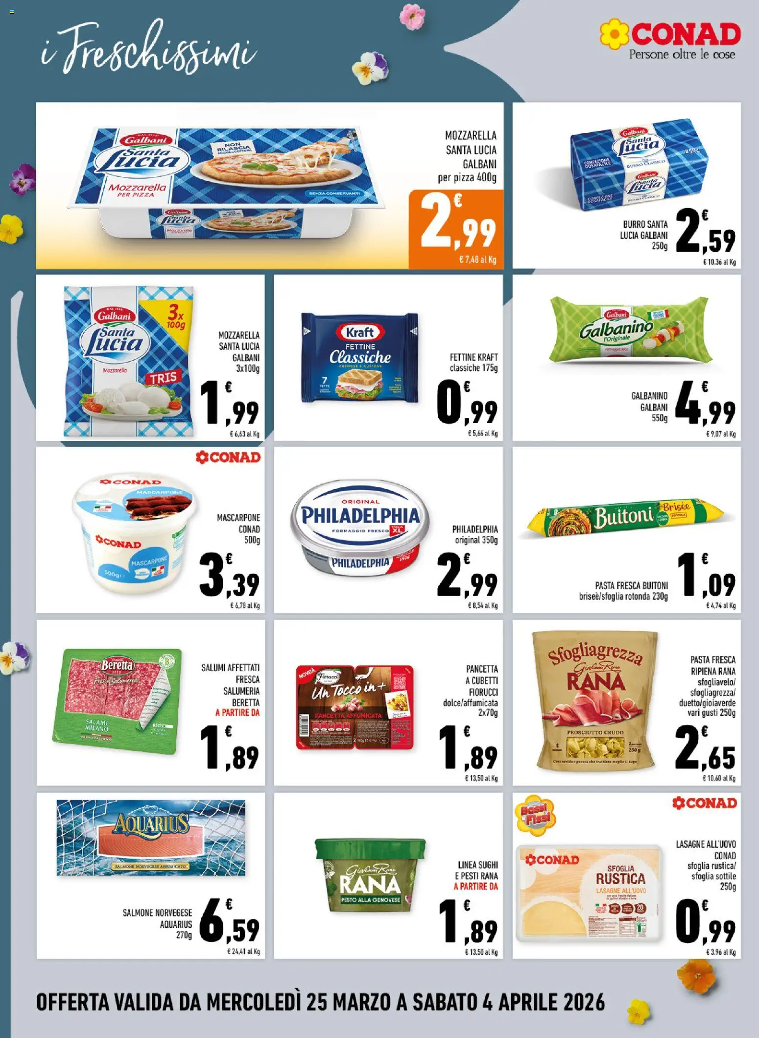 Volantino Conad del 25.03.2026 | Pagina: 10 | Prodotti: Salame, Salmone, Acqua, Mascarpone