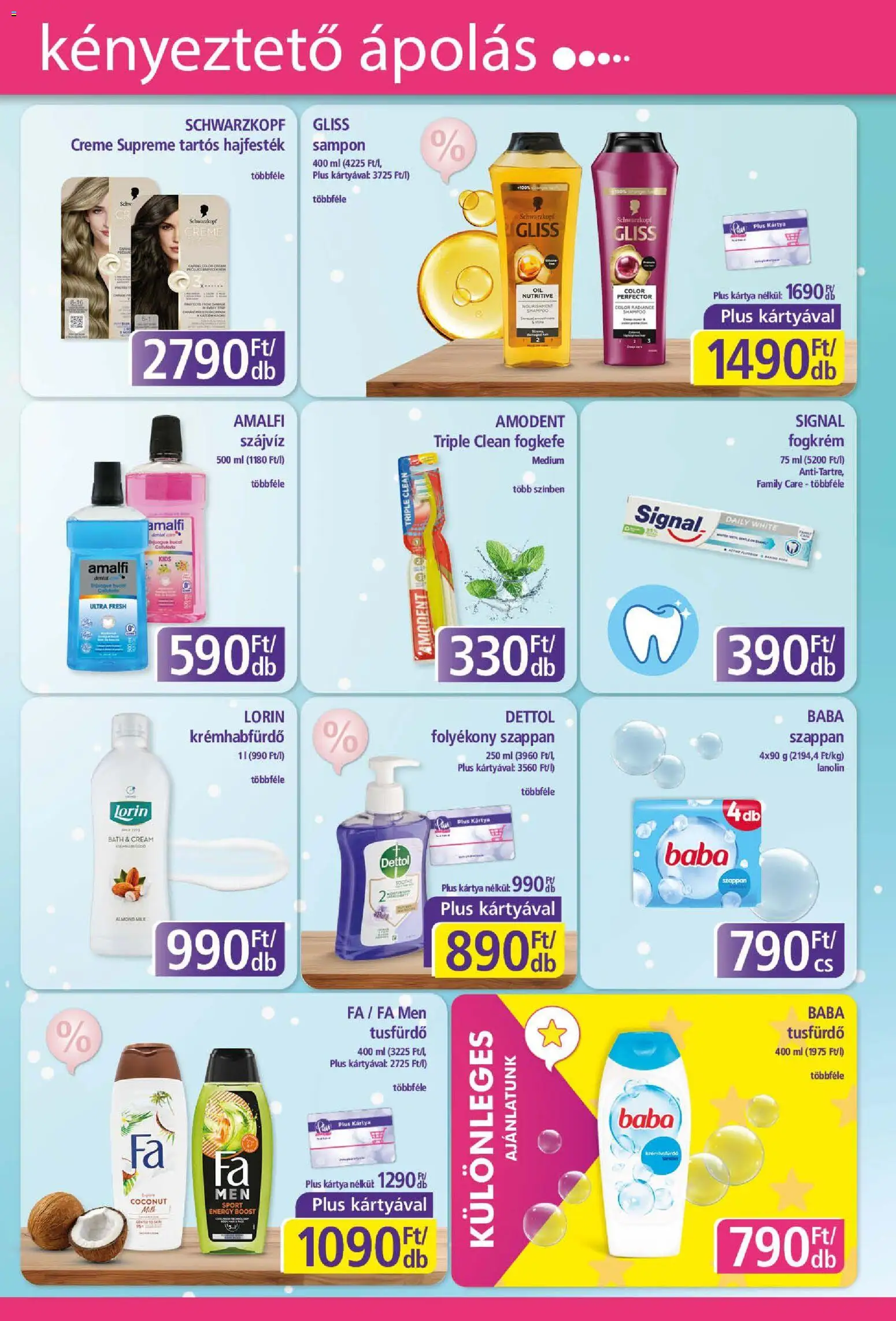 Plus Market akciós ujság - amely érvényes a következő dátumtól: 08.01.2026 | Oldal: 3 | Termékek: Hajfesték, Tusfürdő, Fogkefe, Szájvíz