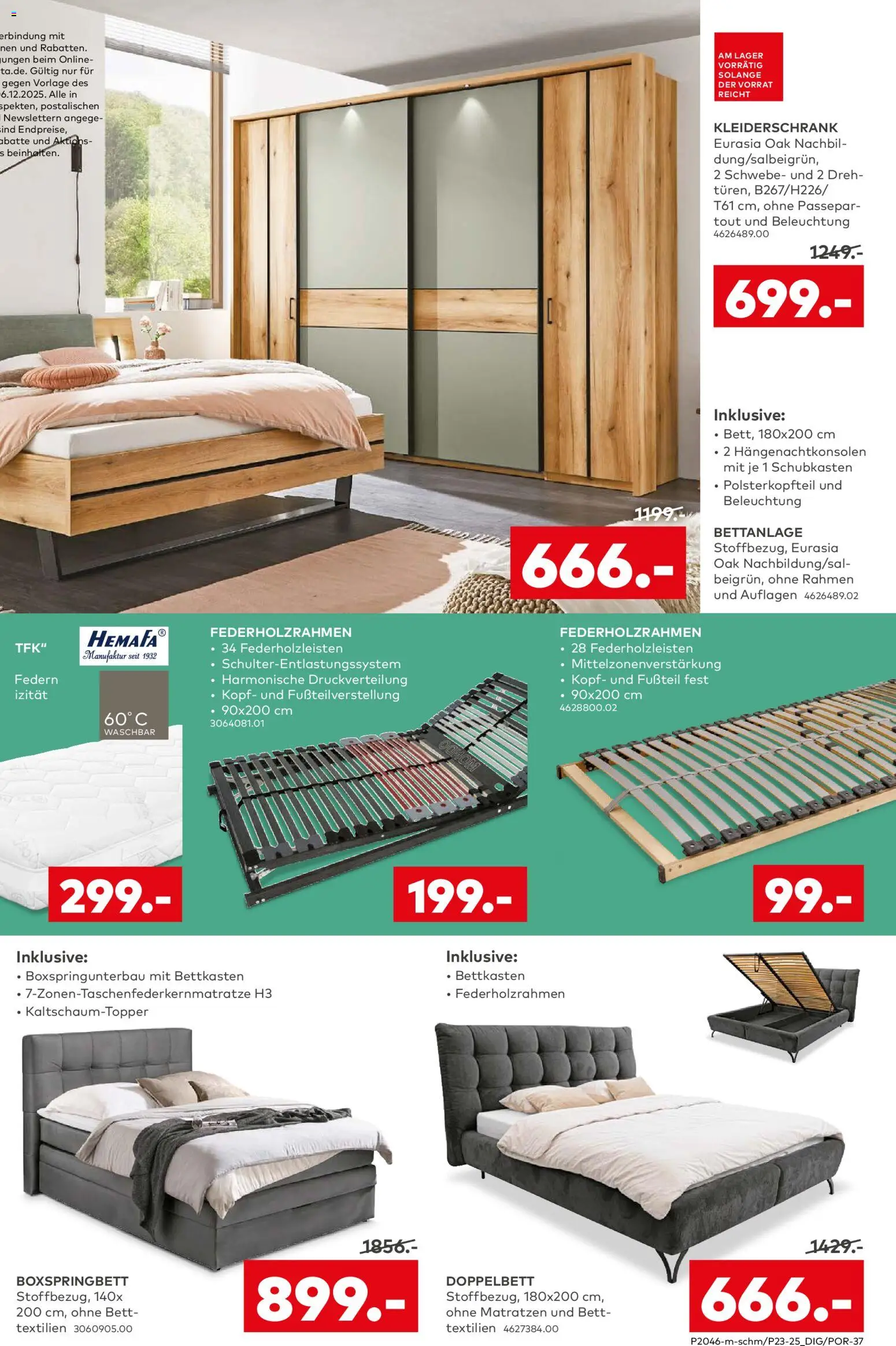 Porta! Prospekt Vorweihnachtszeit Berlin – gültig ab 01.12.2025 | Seite: 9 | Produkte: Bett, Kleiderschrank, Boxspringbett, Doppelbett