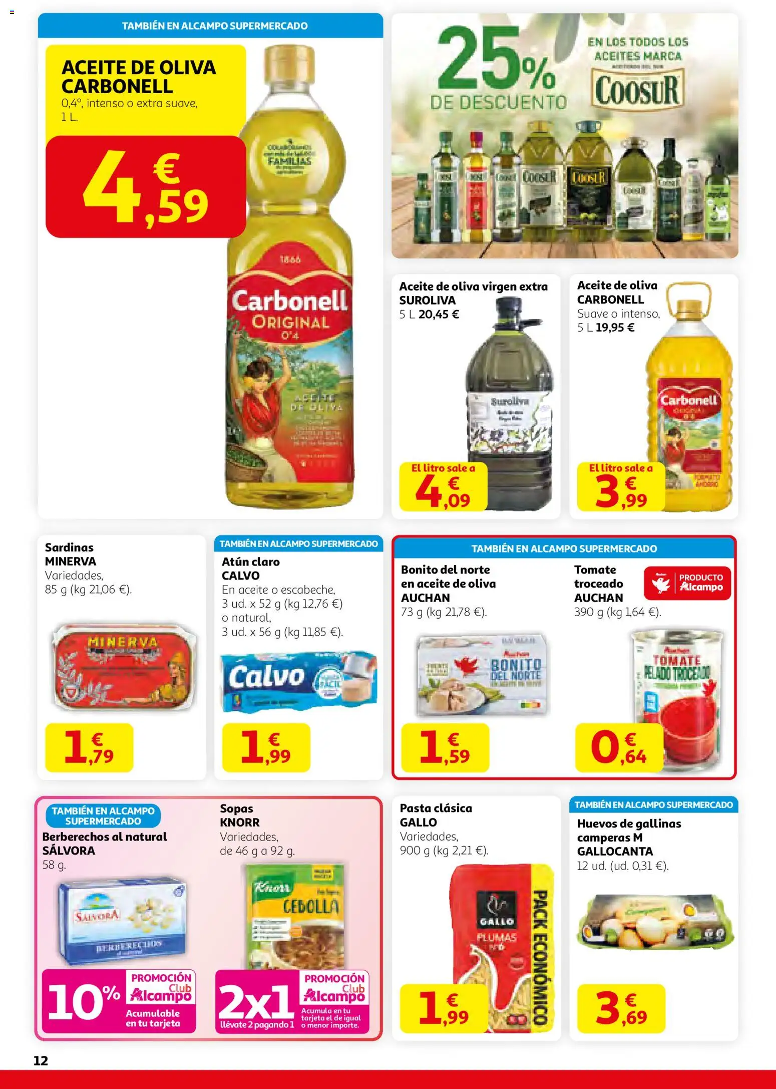 Alcampo -  HG Nacional Unificado │ válido desde el 29.01.2026 | Página: 12 | Productos: Pasta, Aceite de oliva, Aceite de oliva virgen extra, Παγωμένο τσάι