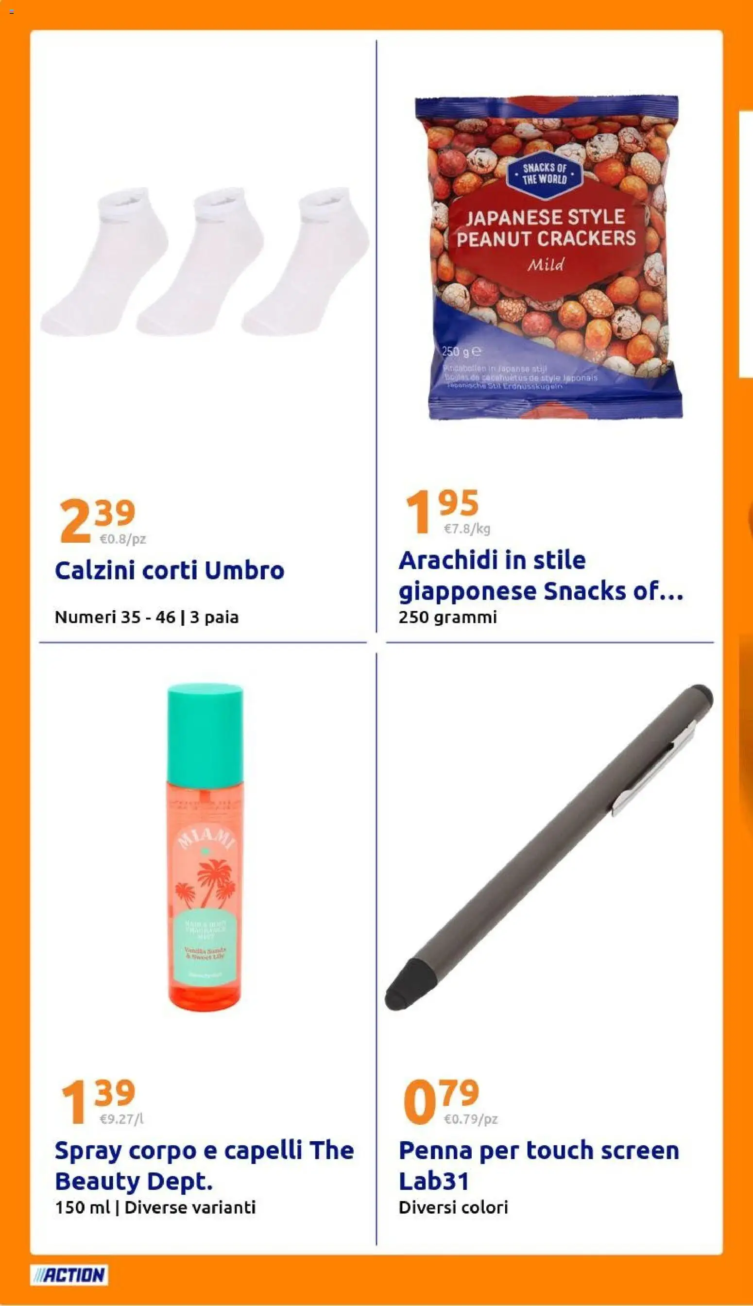 Volantino Action del 18.02.2026 | Pagina: 28 | Prodotti: Calzini, Crackers, The, Arachidi