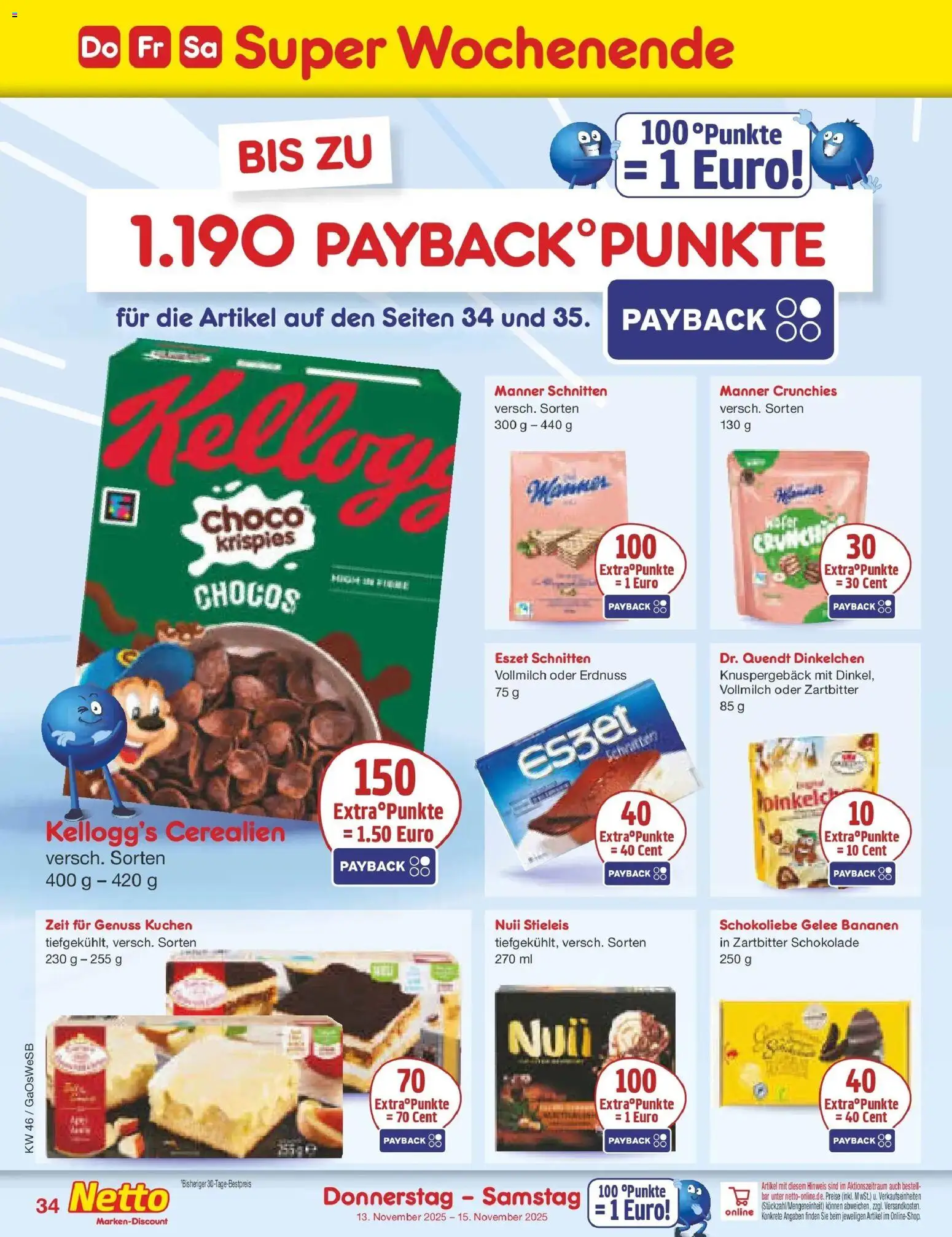 Netto Marken-Discount - Netto: Wochenangebote – gültig ab 10.11.2025 | Seite: 42 | Produkte: Schokolade, Bananen, Kellogg's, Kuchen