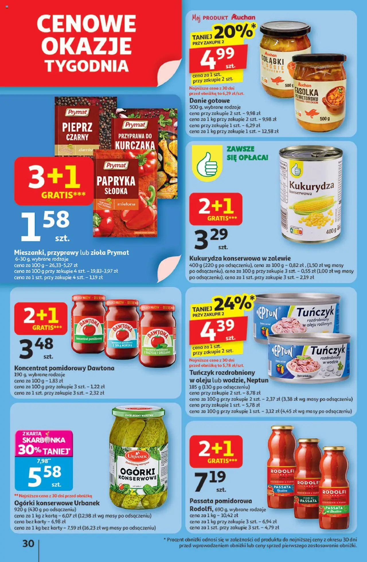 Auchan Gazetka - Pewność niskich cen Hipermarket od 31.07.2025 | Strona: 30 | Produkty: Karta, Koncentrat pomidorowy, Papryka, Pieprz