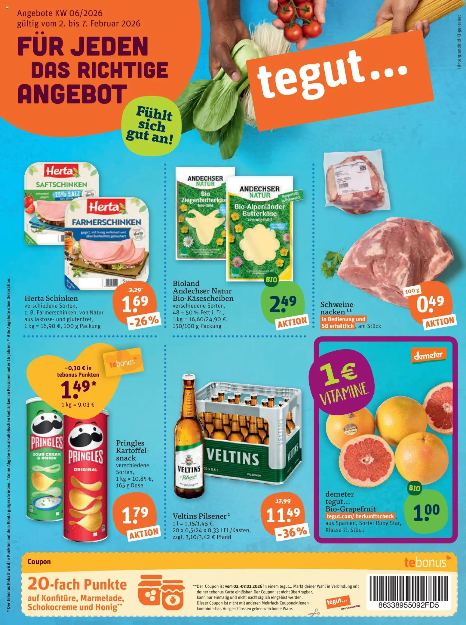 Tegut Prospekt 	 – gültig ab 02.02.2026 | Seite: 3 | Produkte: Salz, Schinken, Pringles, Veltins