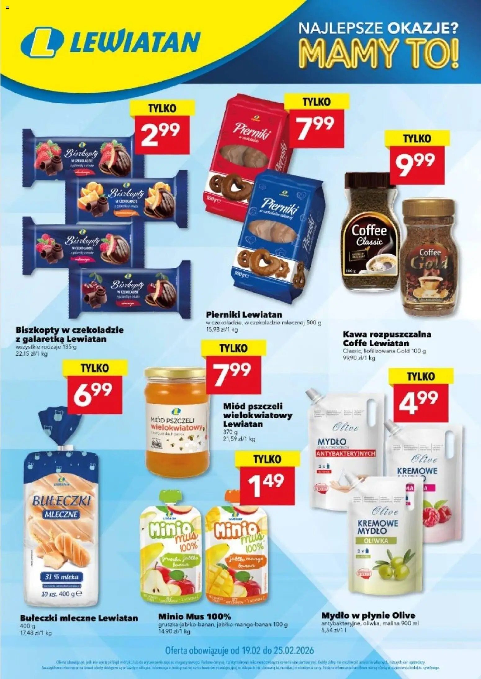 Lewiatan gazetka od 19.02.2026 | Strona: 1 | Produkty: Mango, Pierniki, Galaretka, Mleka