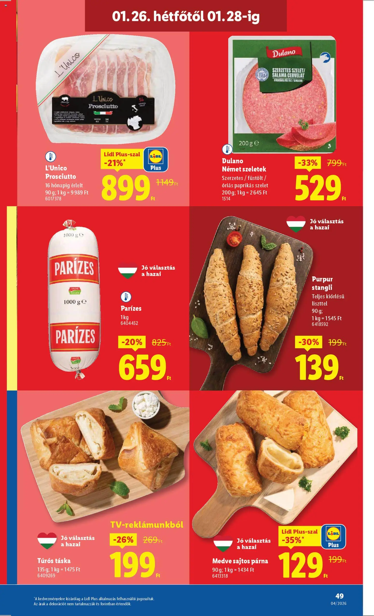 Lidl akciós ujság - amely érvényes a következő dátumtól: 22.01.2026 | Oldal: 49 | Termékek: Túrós táska, Táska, Stangli, Párna